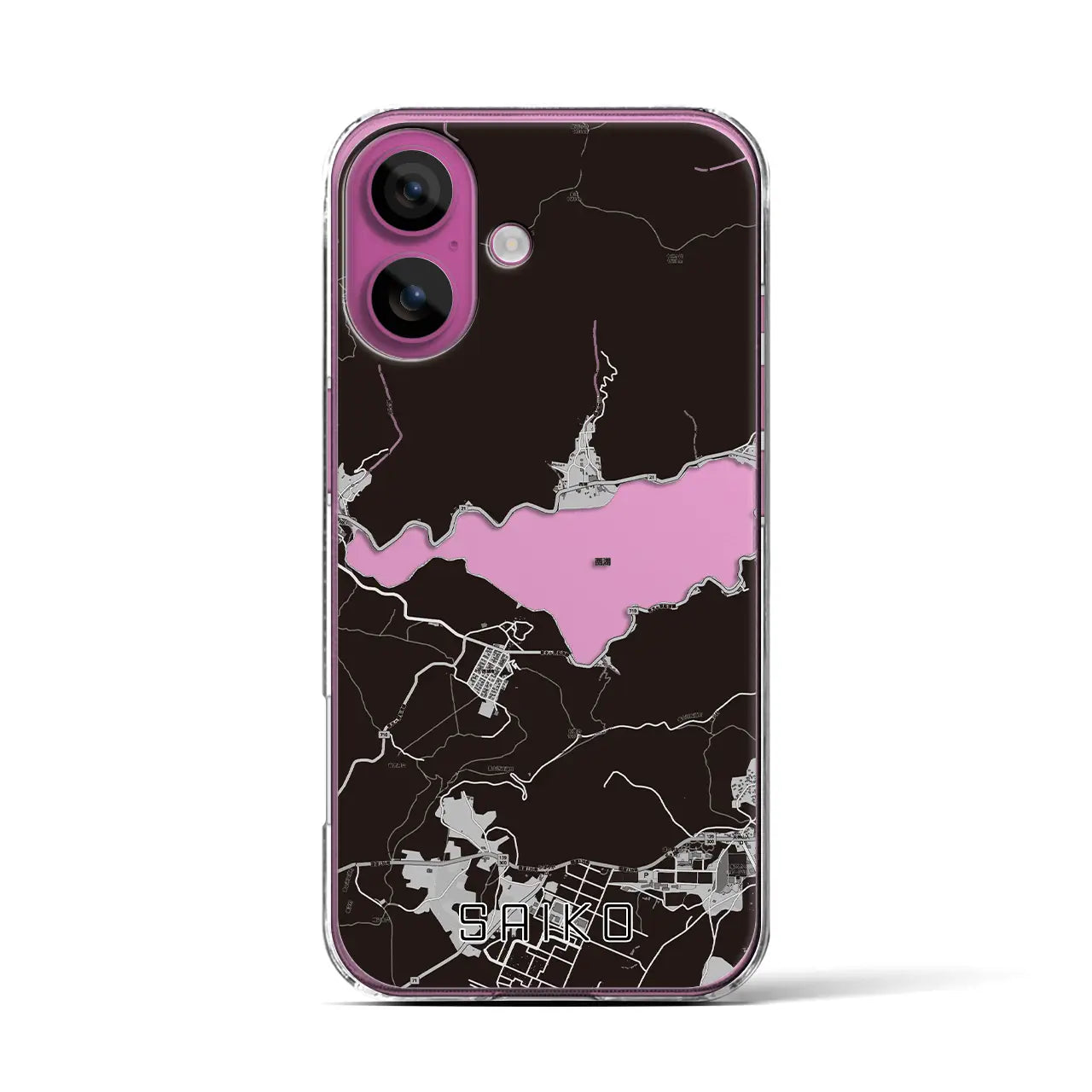 【西湖(山梨県)】地図柄iPhoneケース(クリアタイプ)