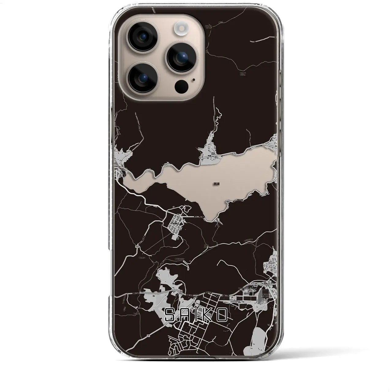 【西湖(山梨県)】地図柄iPhoneケース(クリアタイプ)