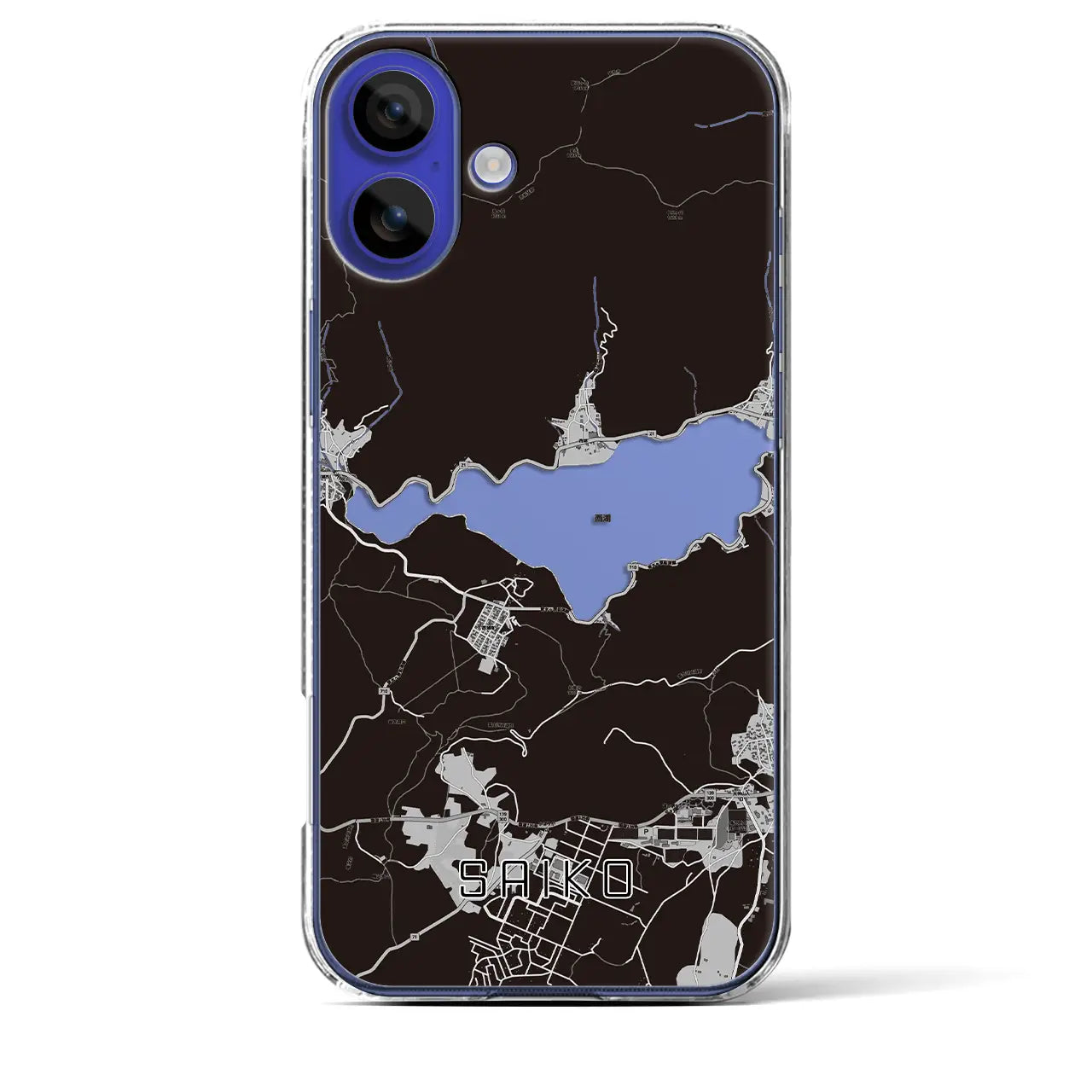 【西湖(山梨県)】地図柄iPhoneケース(クリアタイプ)