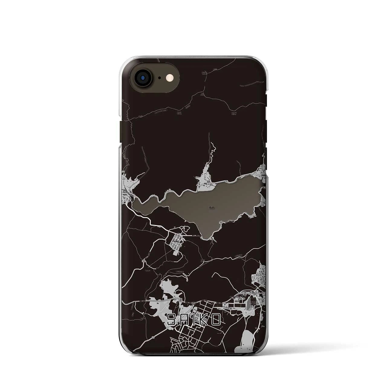 【西湖(山梨県)】地図柄iPhoneケース(クリアタイプ)