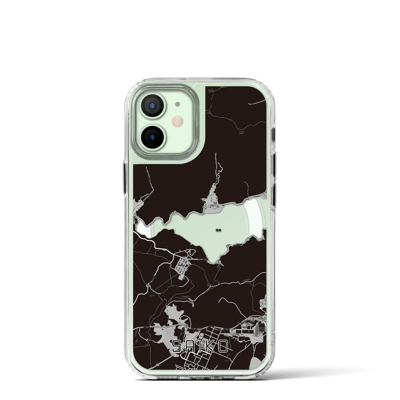 【西湖(山梨県)】地図柄iPhoneケース(MagSafeタイプ)