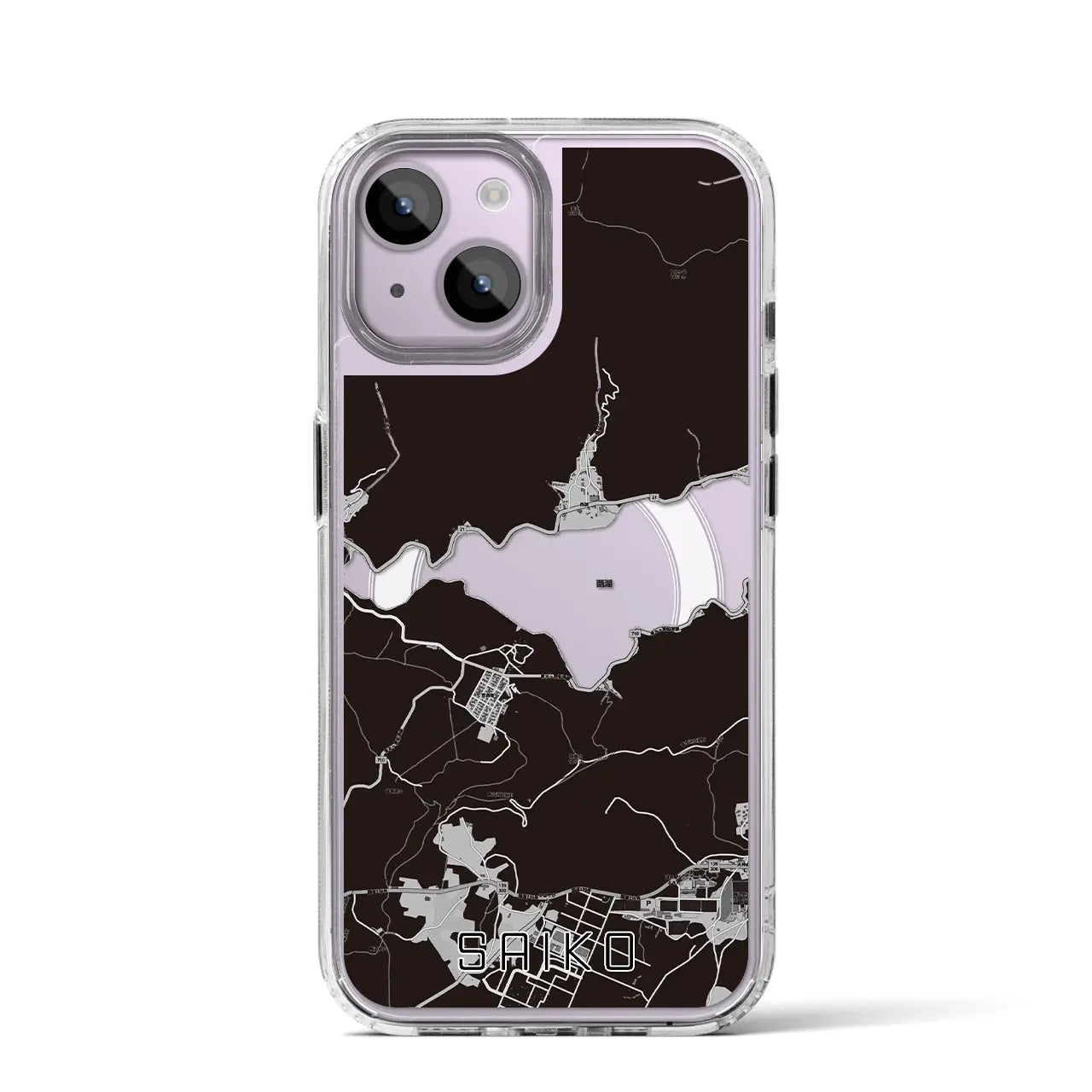【西湖(山梨県)】地図柄iPhoneケース(MagSafeタイプ)