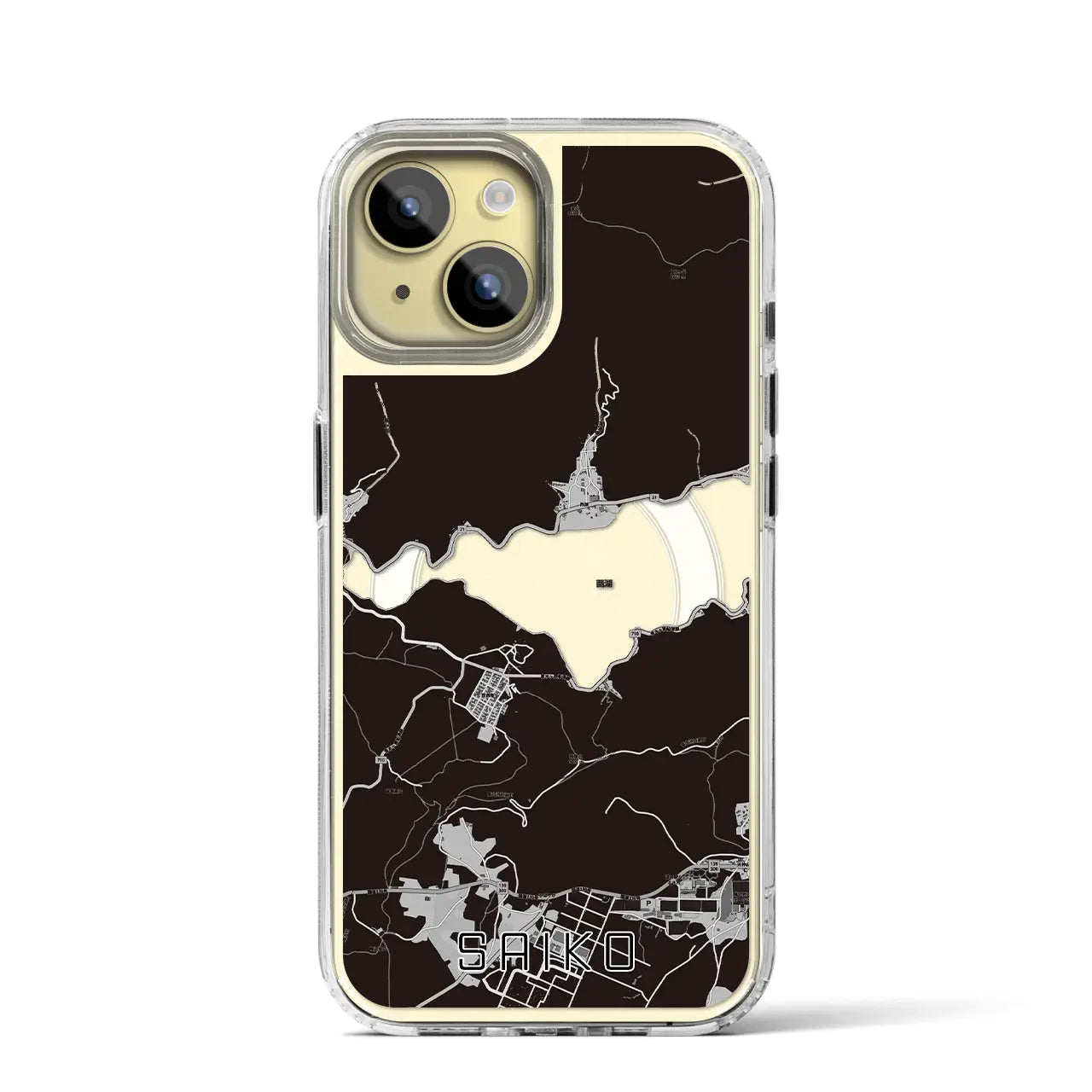 【西湖(山梨県)】地図柄iPhoneケース(MagSafeタイプ)