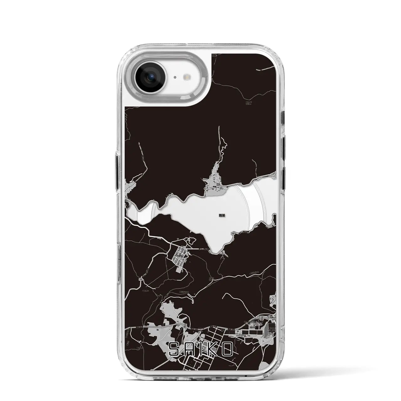 【西湖(山梨県)】地図柄iPhoneケース(MagSafeタイプ)
