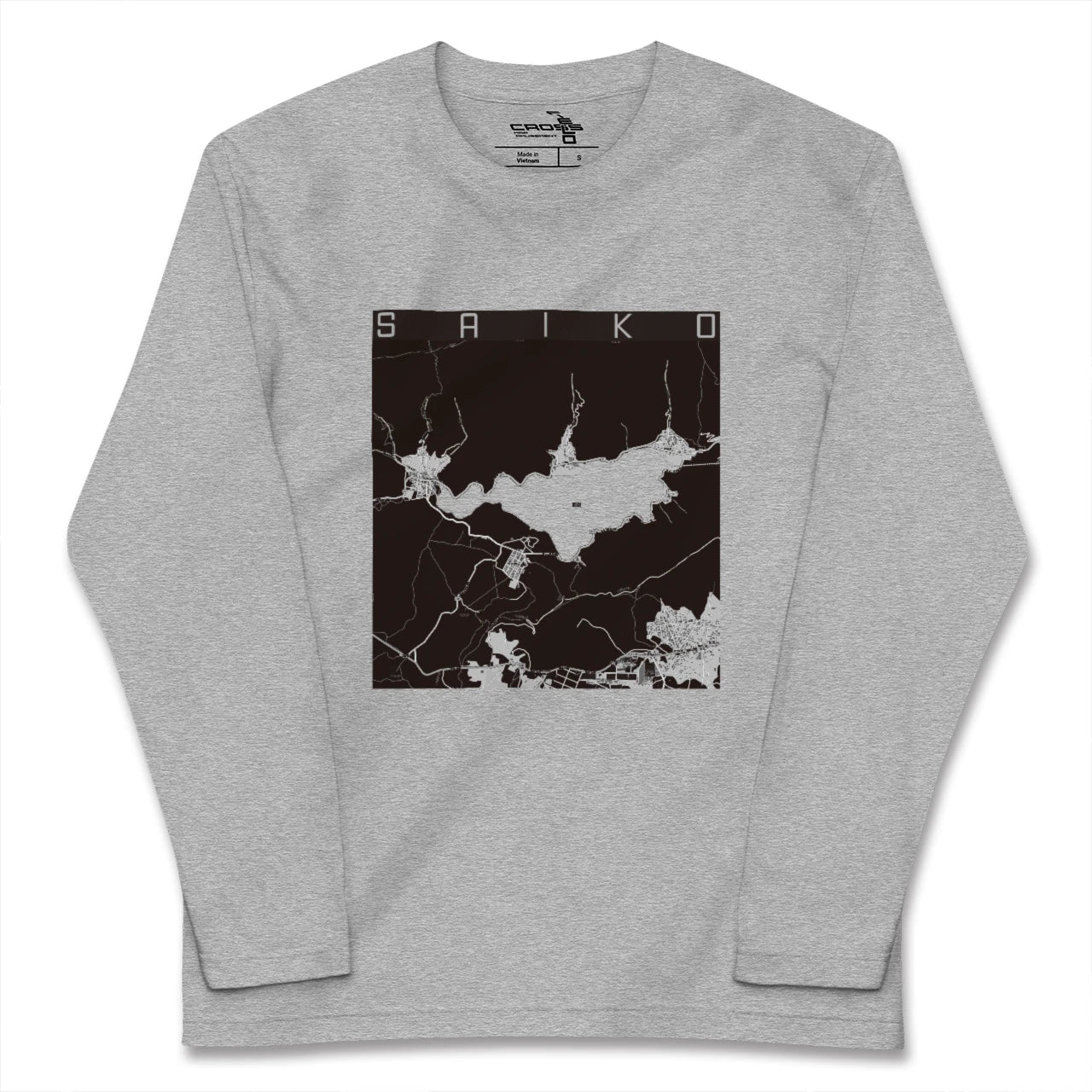 【西湖(山梨県)】地図柄ロングスリーブTシャツ