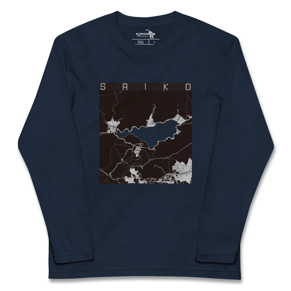 【西湖(山梨県)】地図柄ロングスリーブTシャツ