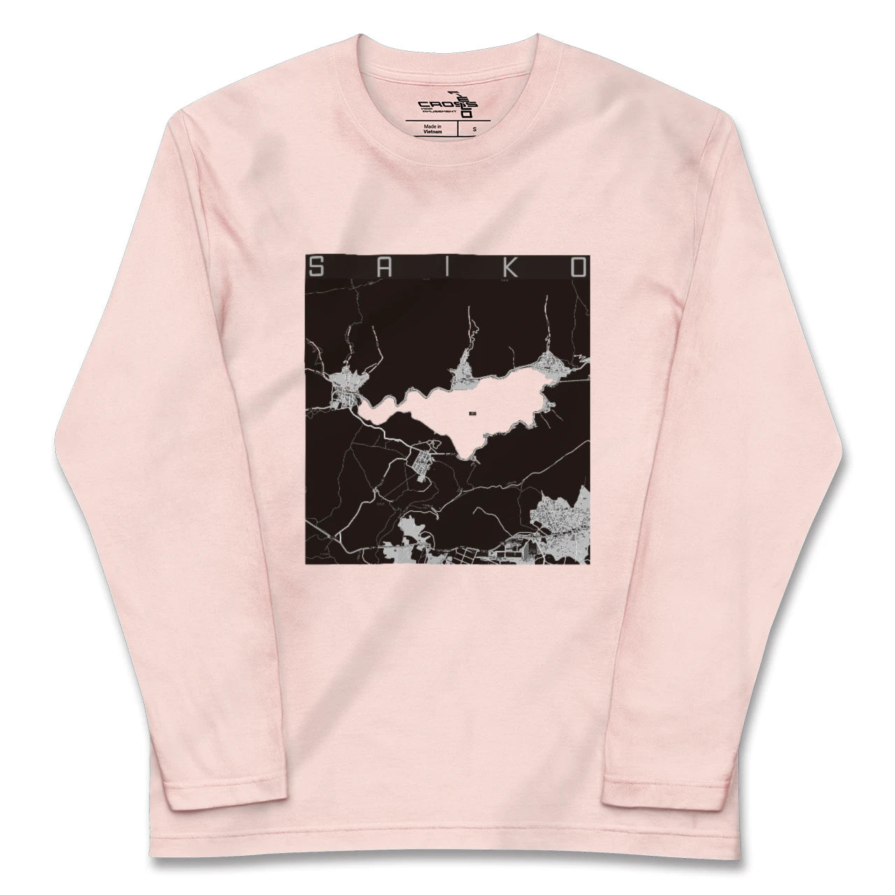 【西湖(山梨県)】地図柄ロングスリーブTシャツ