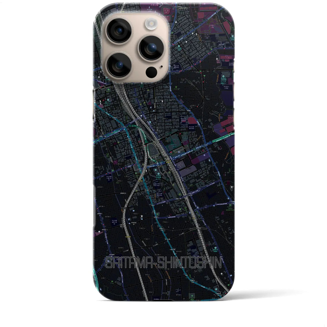 【さいたま新都心(埼玉県)】地図柄iPhoneケース(バックカバータイプ)