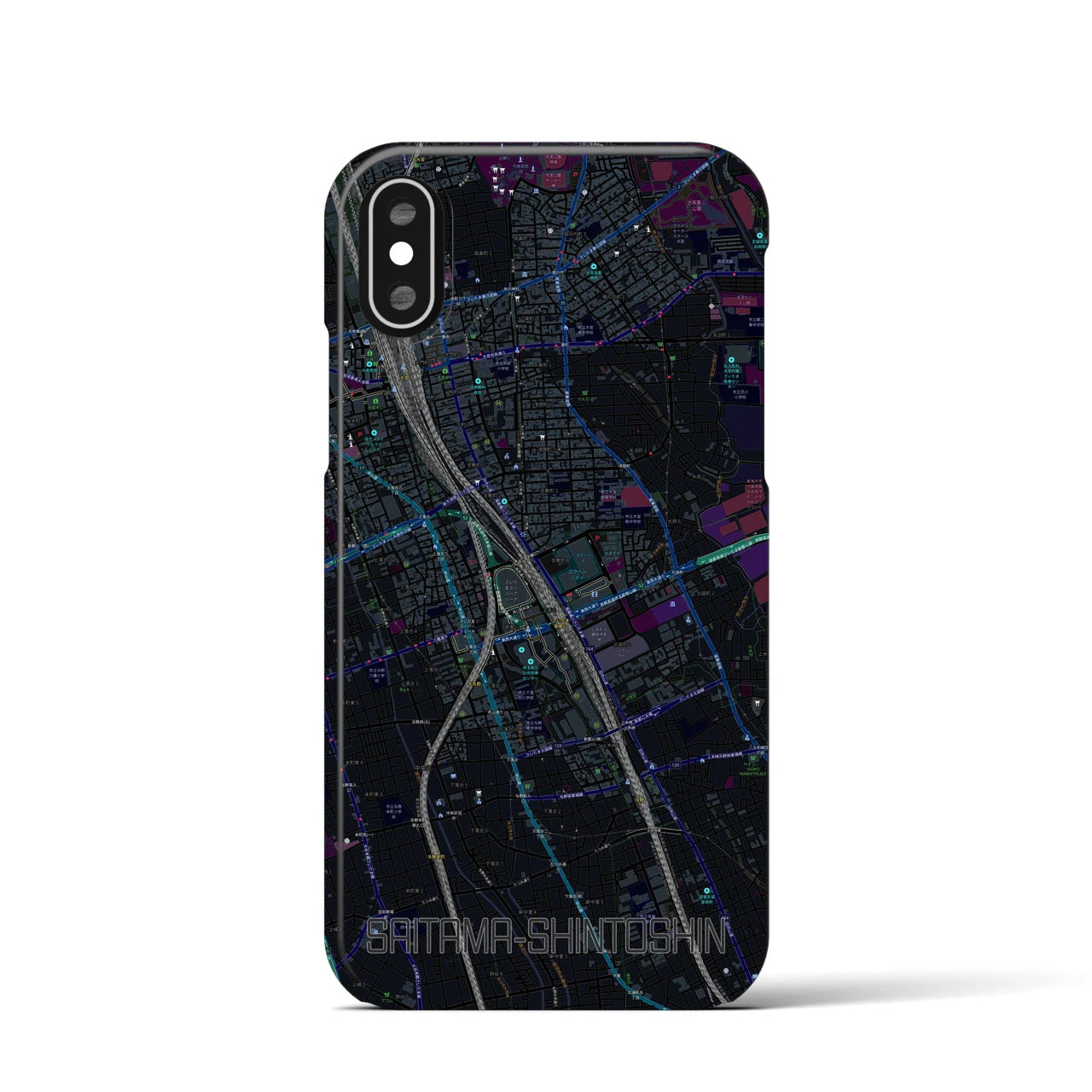 【さいたま新都心(埼玉県)】地図柄iPhoneケース(バックカバータイプ)