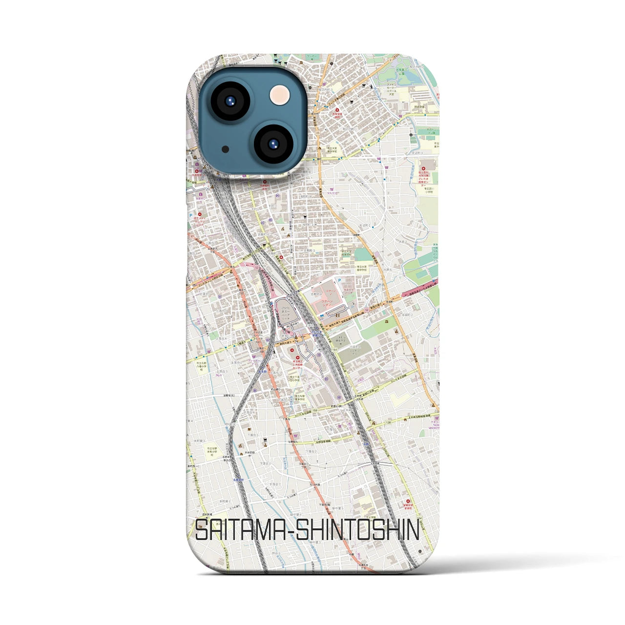 【さいたま新都心(埼玉県)】地図柄iPhoneケース(バックカバータイプ)