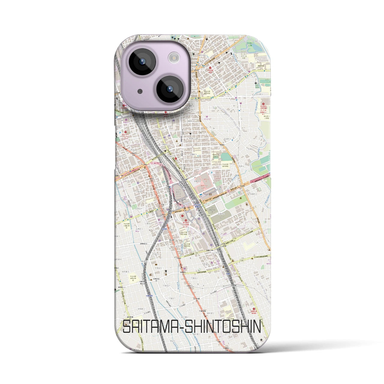 【さいたま新都心(埼玉県)】地図柄iPhoneケース(バックカバータイプ)