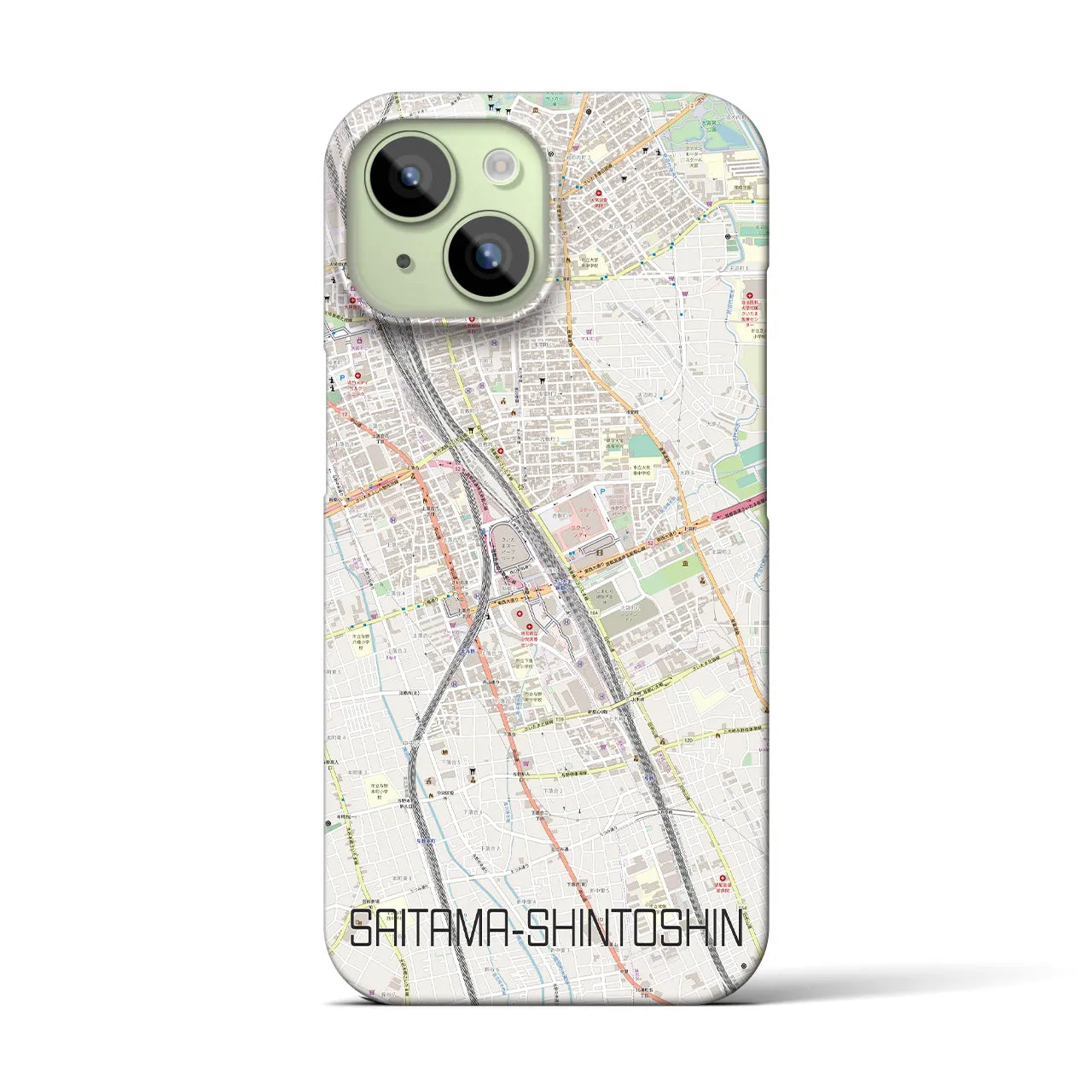 【さいたま新都心(埼玉県)】地図柄iPhoneケース(バックカバータイプ)