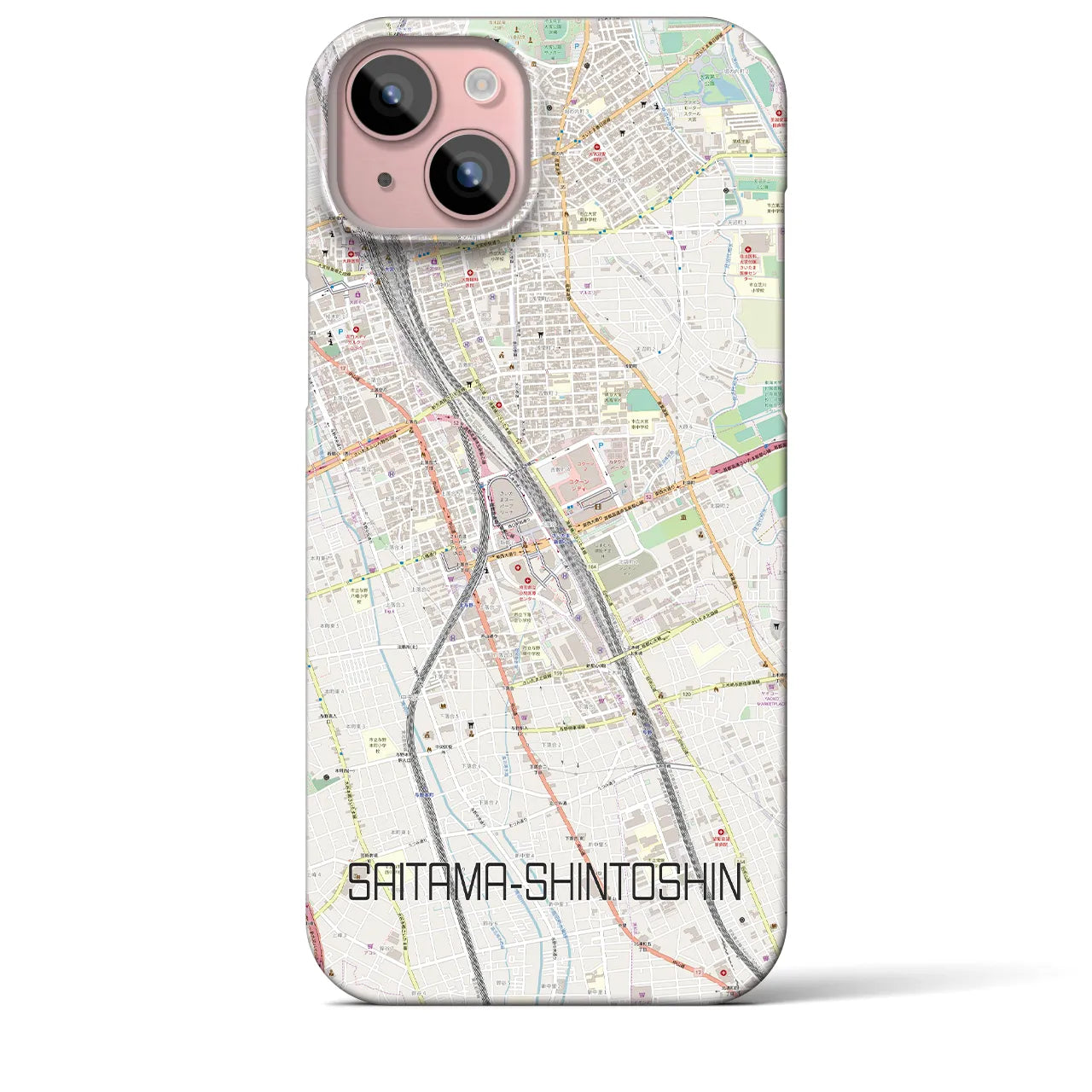 【さいたま新都心(埼玉県)】地図柄iPhoneケース(バックカバータイプ)