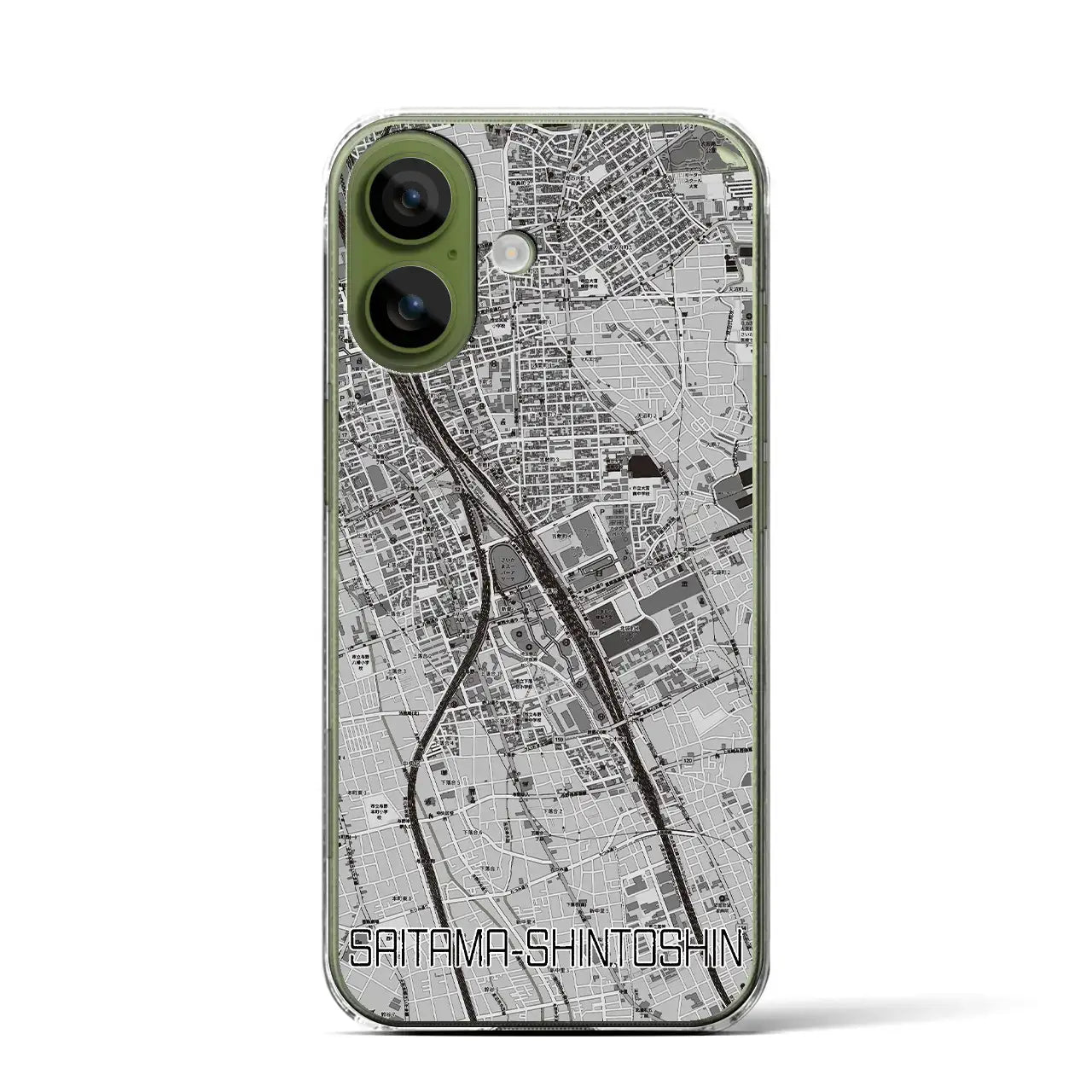 【さいたま新都心(埼玉県)】地図柄iPhoneケース(クリアタイプ)モノトーン・iPhone 17 Pro Max 用