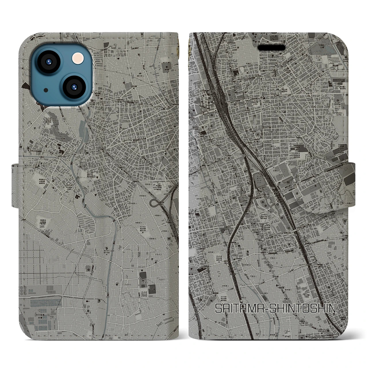 【さいたま新都心(埼玉県)】地図柄iPhoneケース(手帳タイプ)