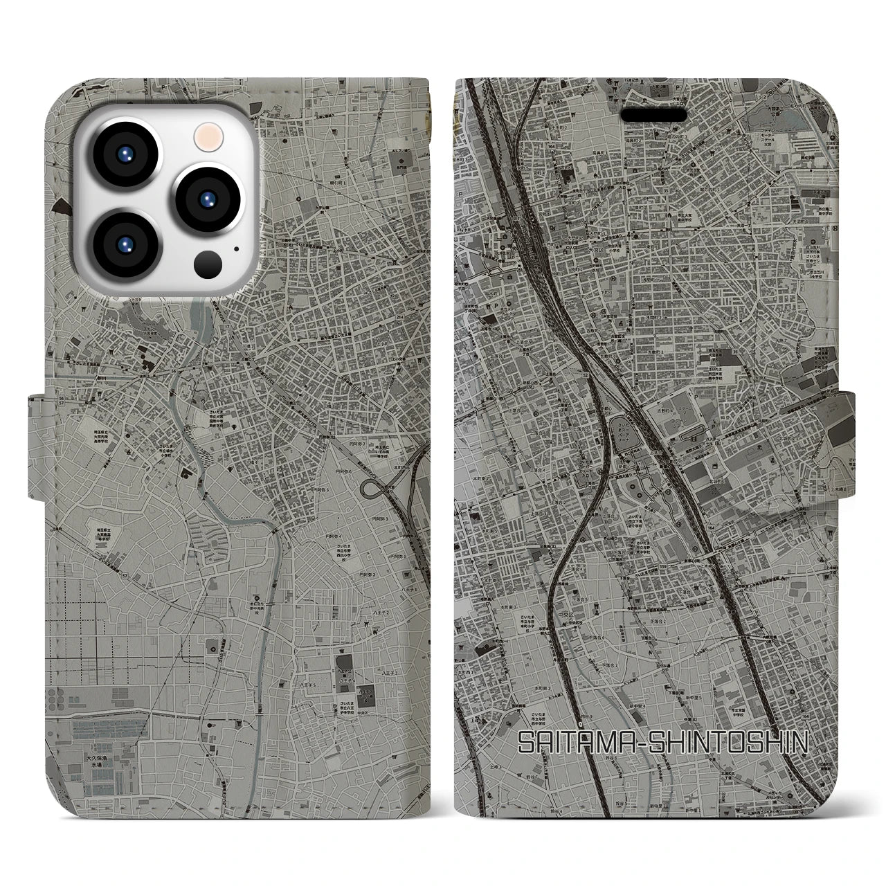 【さいたま新都心(埼玉県)】地図柄iPhoneケース(手帳タイプ)