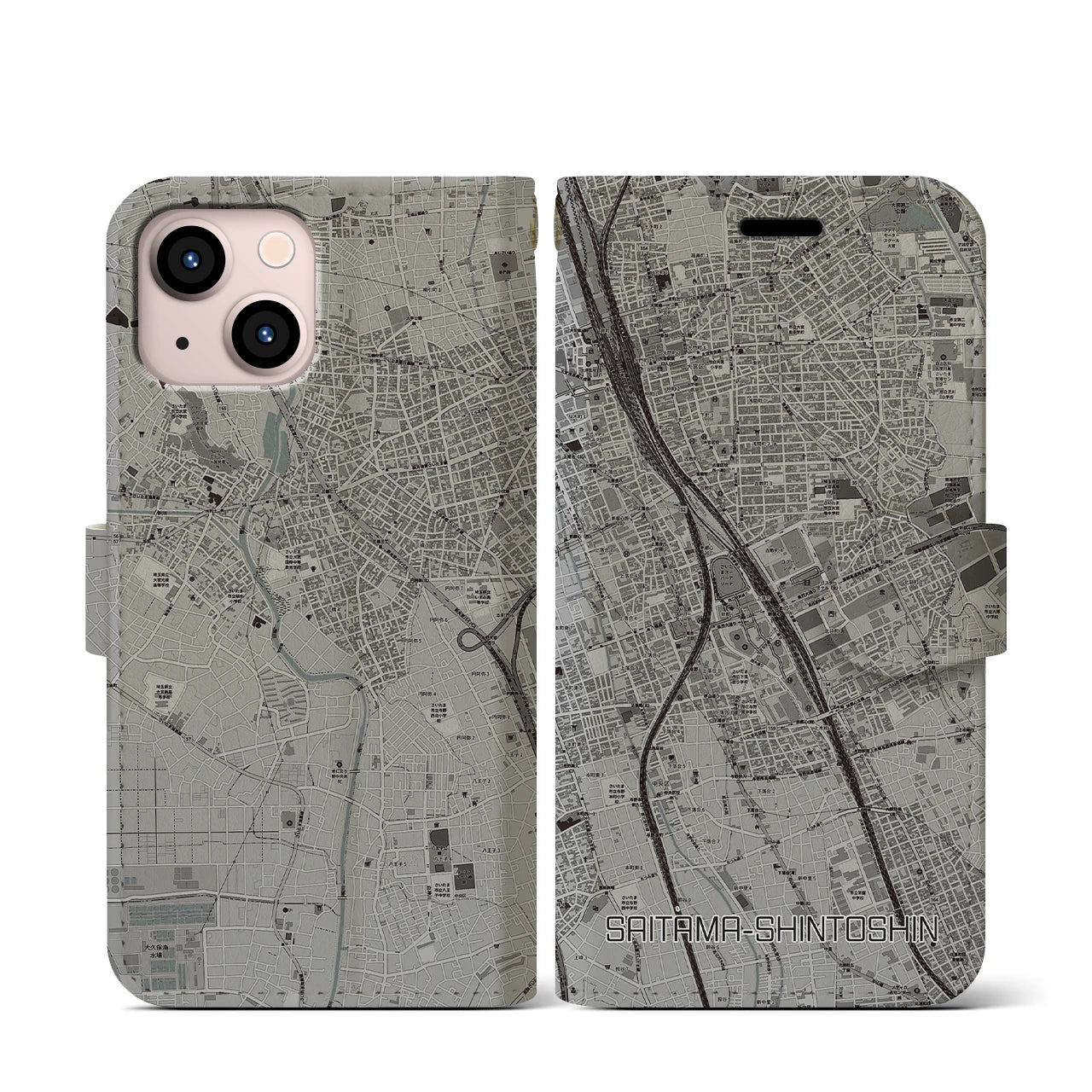 【さいたま新都心(埼玉県)】地図柄iPhoneケース(手帳タイプ)