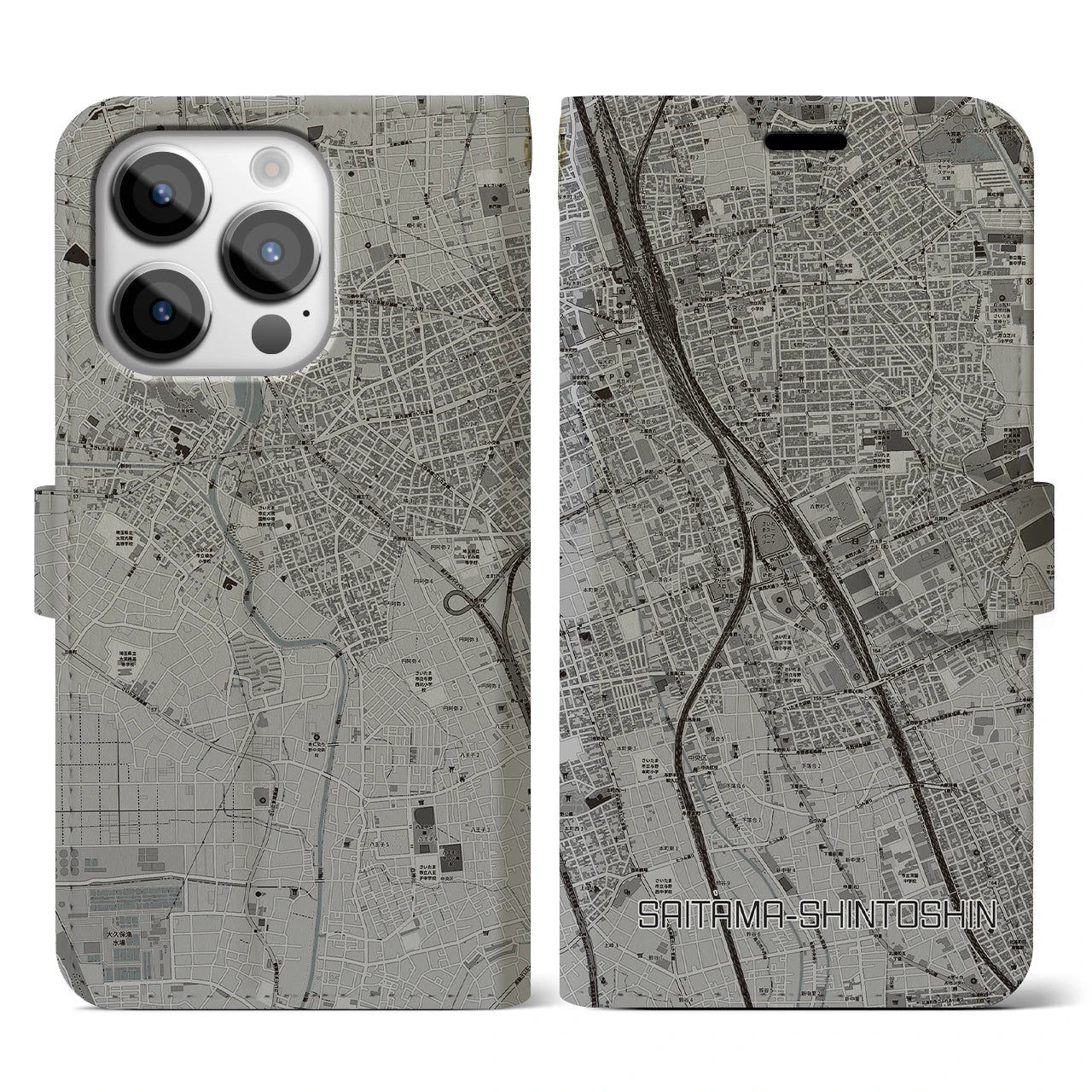 【さいたま新都心(埼玉県)】地図柄iPhoneケース(手帳タイプ)