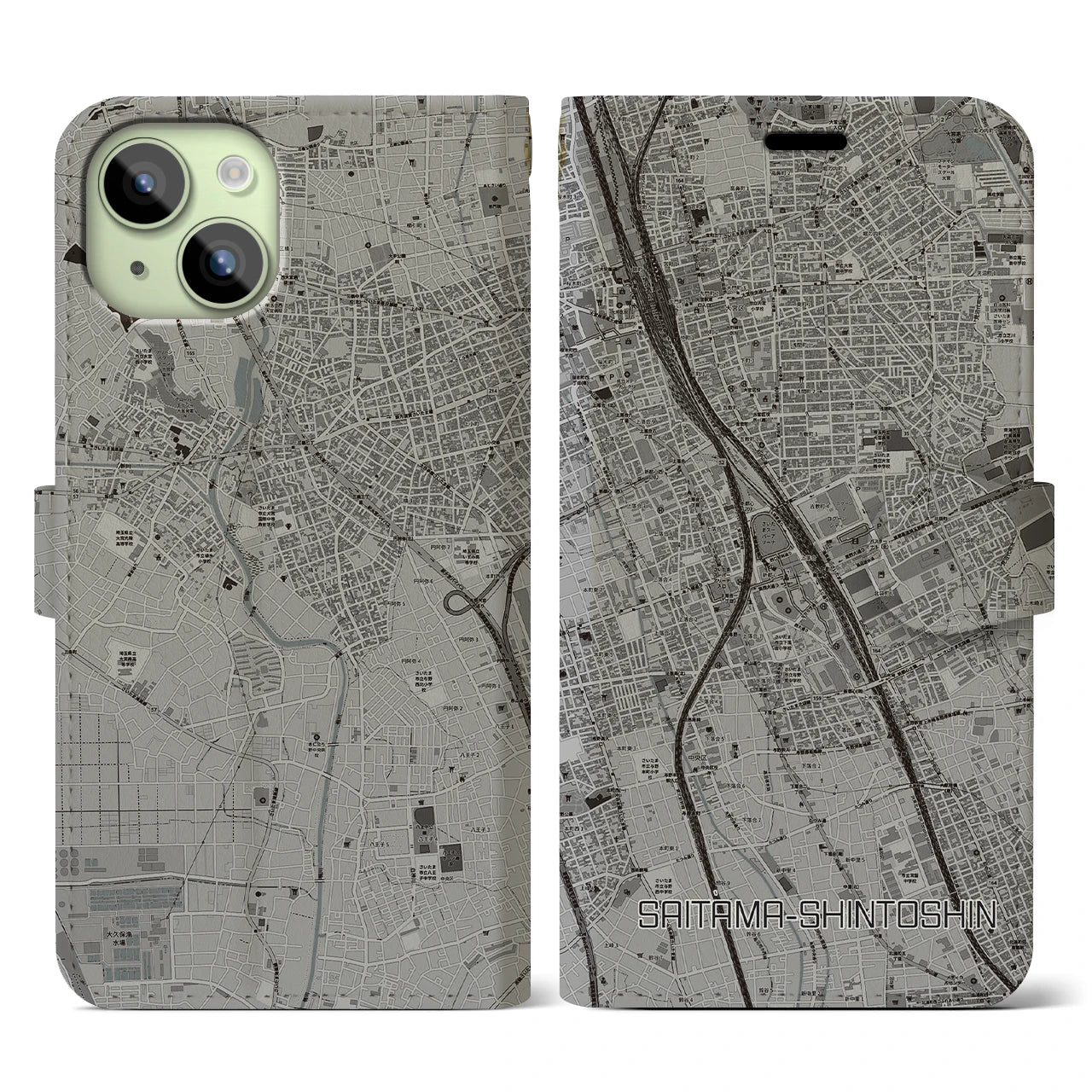 【さいたま新都心(埼玉県)】地図柄iPhoneケース(手帳タイプ)