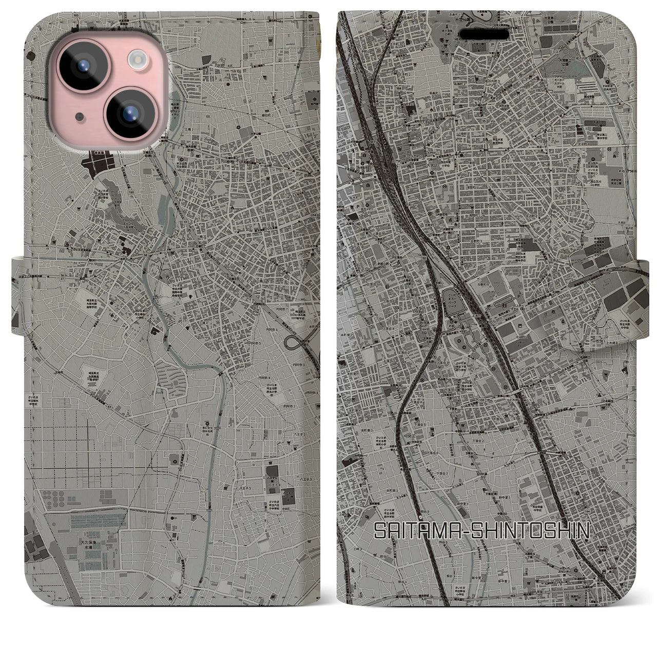 【さいたま新都心(埼玉県)】地図柄iPhoneケース(手帳タイプ)