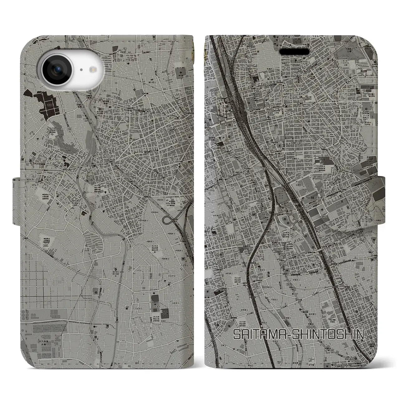 【さいたま新都心(埼玉県)】地図柄iPhoneケース(手帳タイプ)