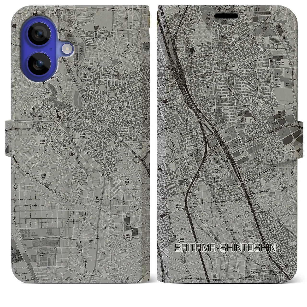 【さいたま新都心(埼玉県)】地図柄iPhoneケース(手帳タイプ)