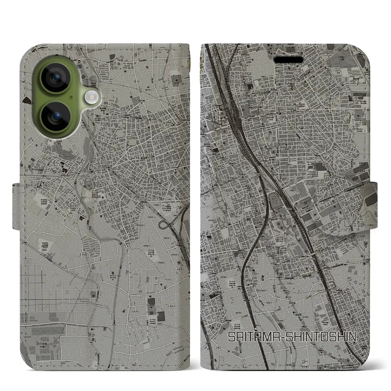 【さいたま新都心(埼玉県)】地図柄iPhoneケース(手帳タイプ)