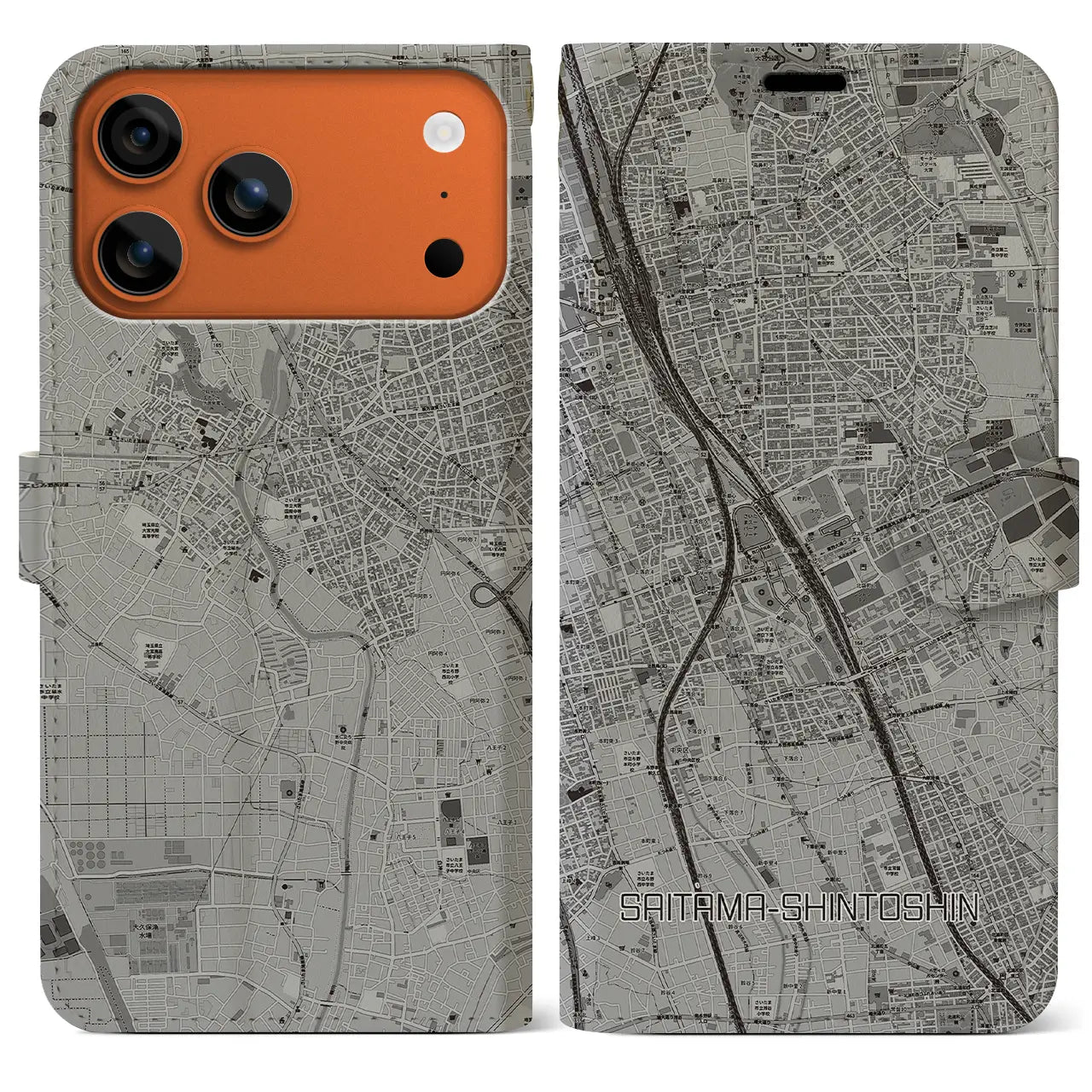 【さいたま新都心(埼玉県)】地図柄iPhoneケース(手帳タイプ)