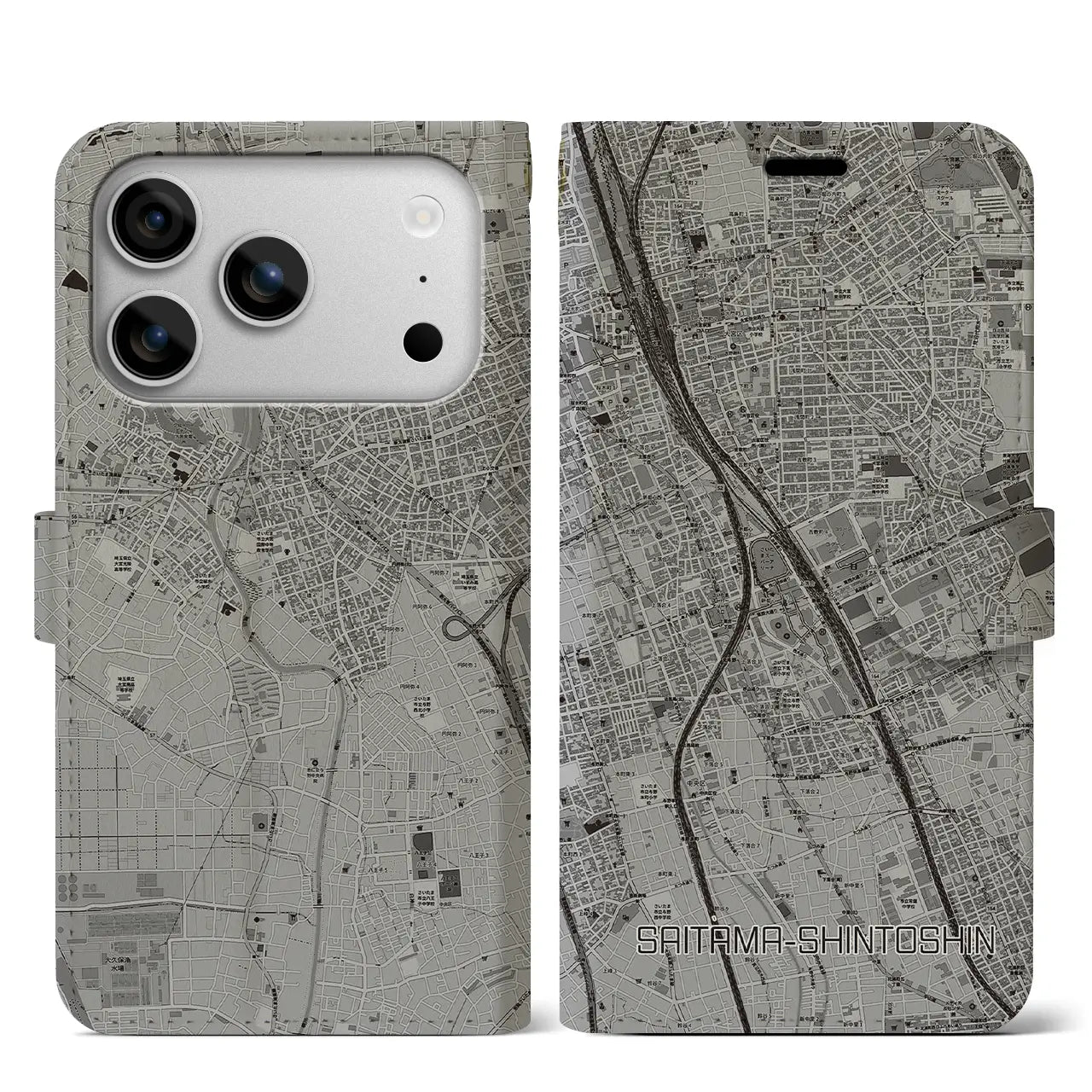 【さいたま新都心(埼玉県)】地図柄iPhoneケース(手帳タイプ)