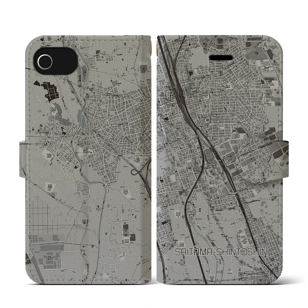 【さいたま新都心(埼玉県)】地図柄iPhoneケース(手帳タイプ)