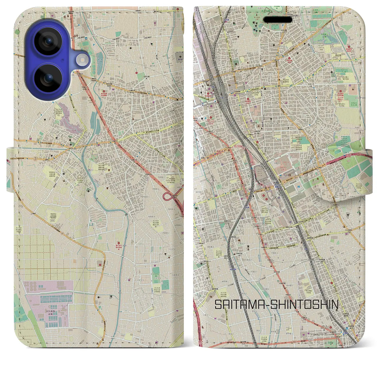【さいたま新都心(埼玉県)】地図柄iPhoneケース(手帳タイプ)