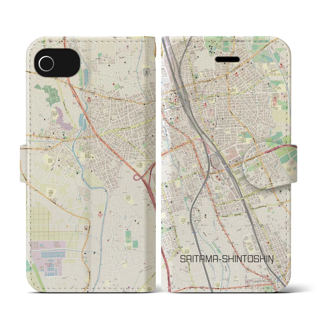 【さいたま新都心(埼玉県)】地図柄iPhoneケース(手帳タイプ)