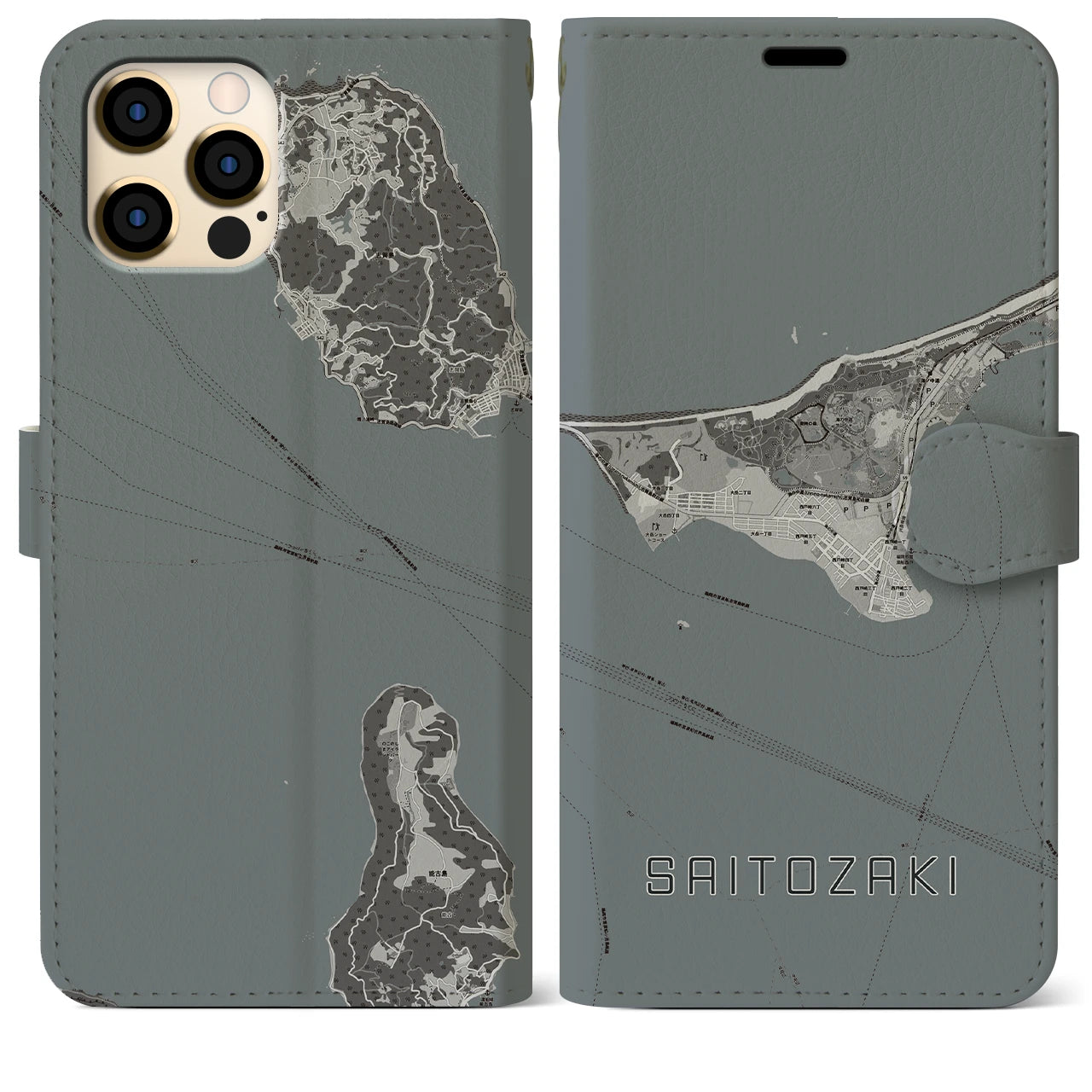 【西戸崎(福岡県)】地図柄iPhoneケース(手帳タイプ)