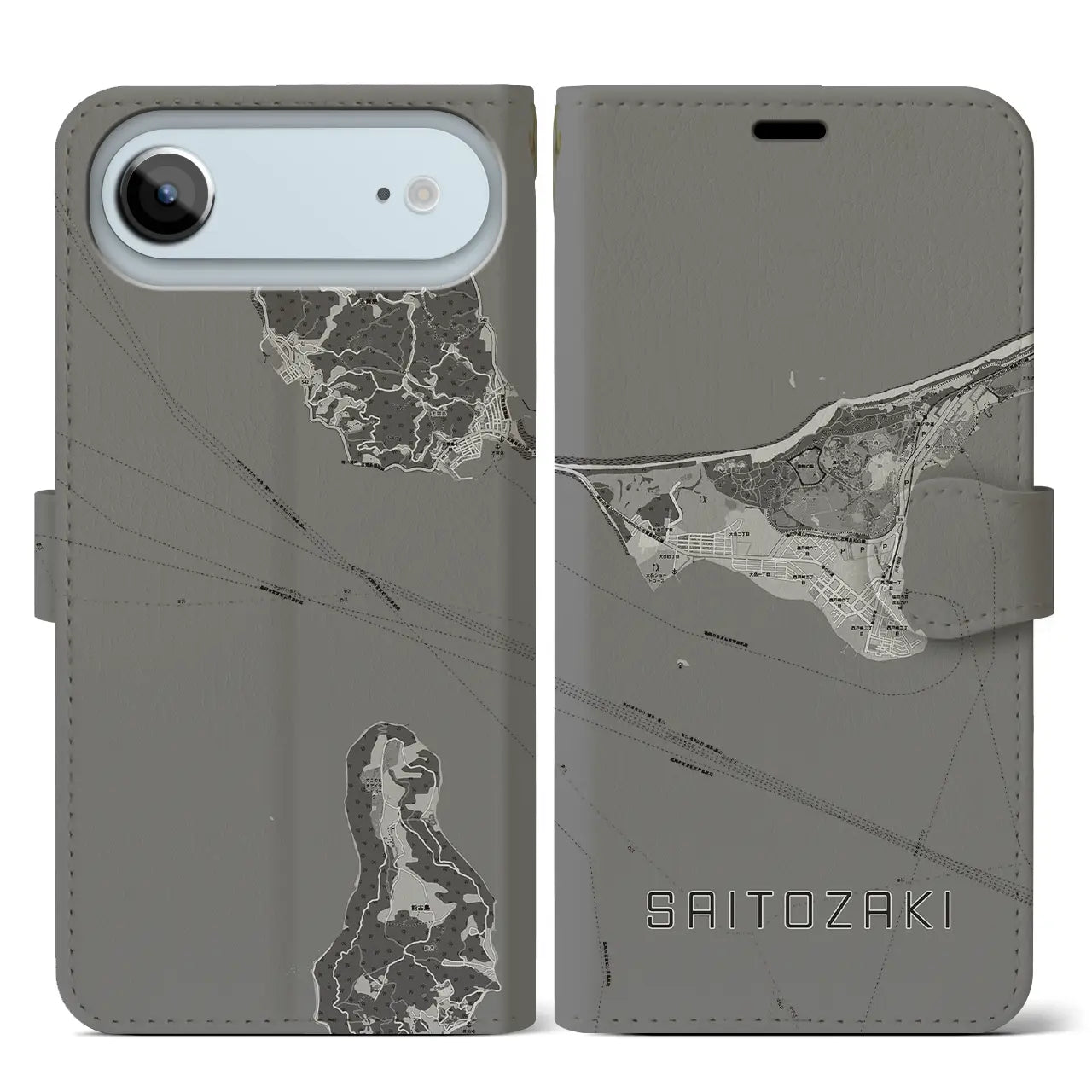 【西戸崎(福岡県)】地図柄iPhoneケース(手帳タイプ)