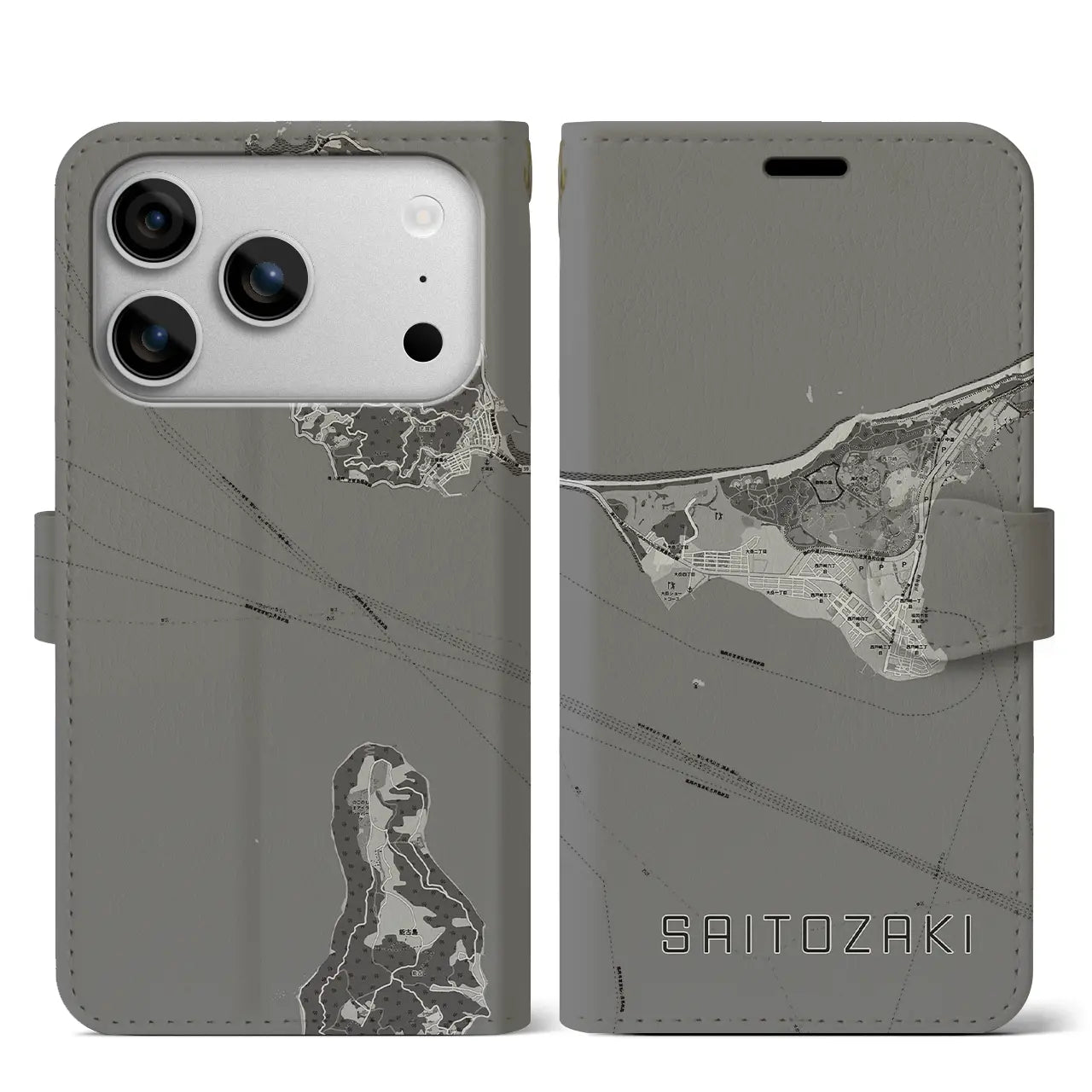 【西戸崎(福岡県)】地図柄iPhoneケース(手帳タイプ)