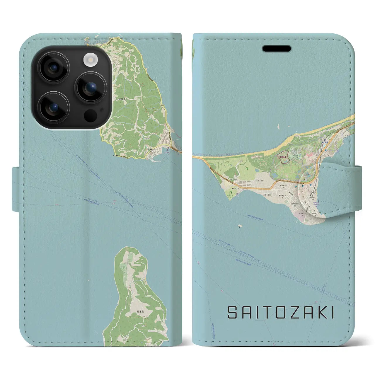 【西戸崎(福岡県)】地図柄iPhoneケース(手帳タイプ)