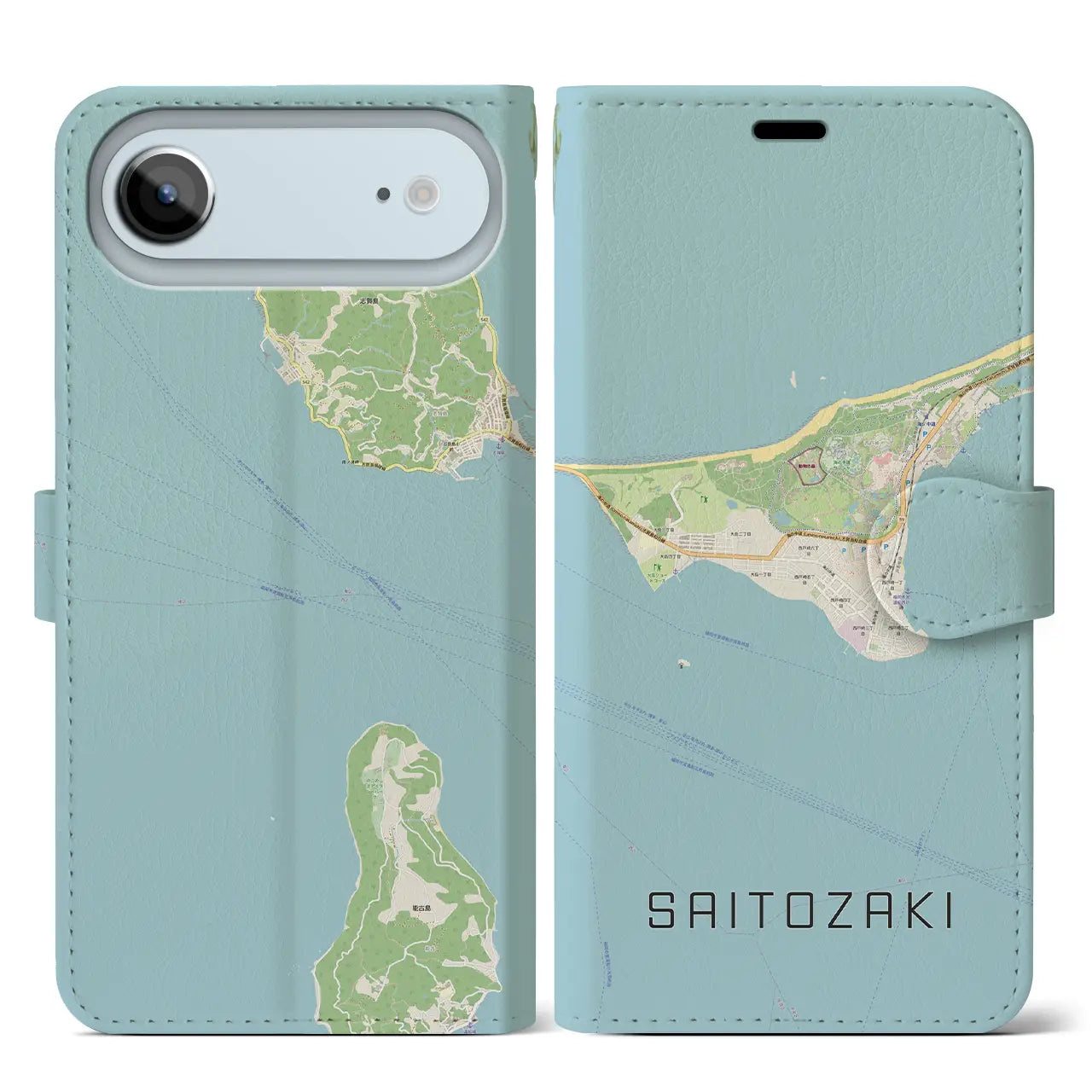 【西戸崎(福岡県)】地図柄iPhoneケース(手帳タイプ)