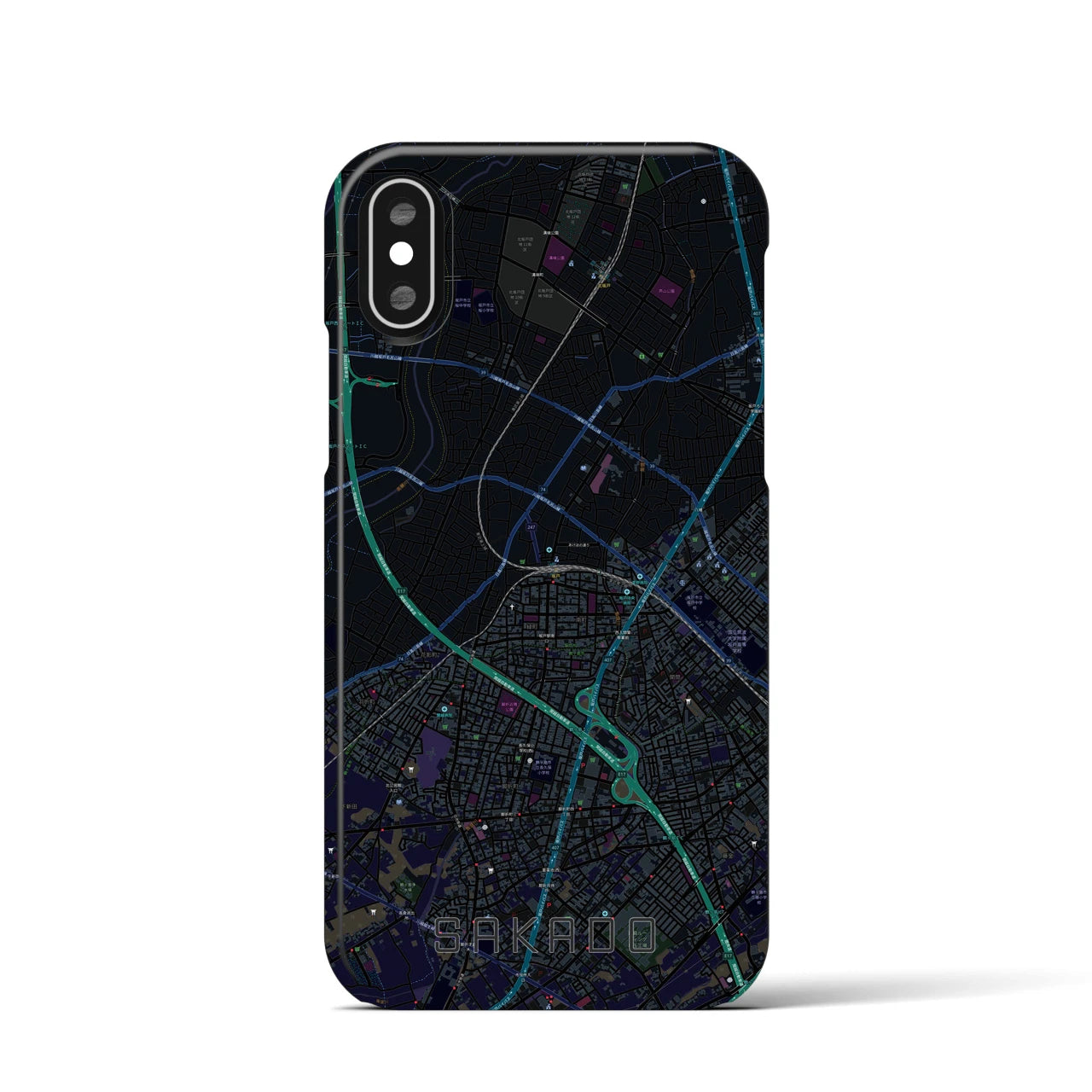 【坂戸(埼玉県)】地図柄iPhoneケース(バックカバータイプ)