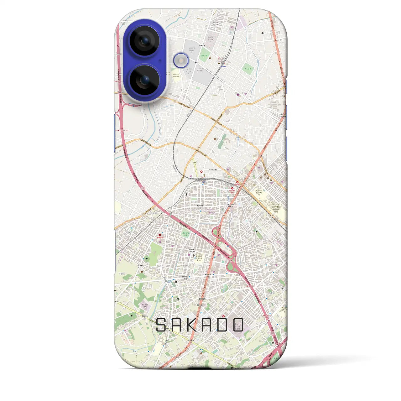 【坂戸(埼玉県)】地図柄iPhoneケース(バックカバータイプ)ナチュラル・iPhone 16 Pro Max 用