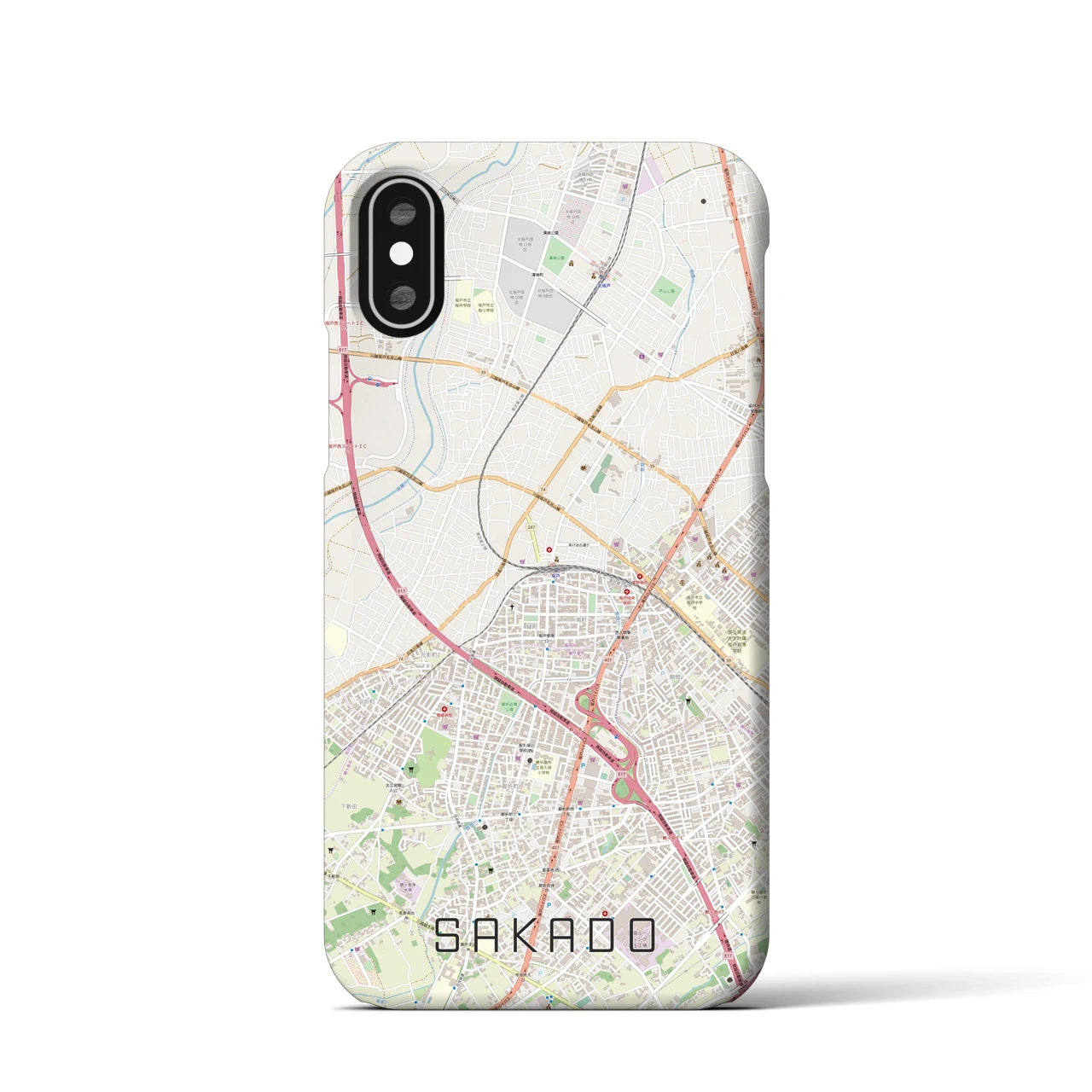 【坂戸(埼玉県)】地図柄iPhoneケース(バックカバータイプ)