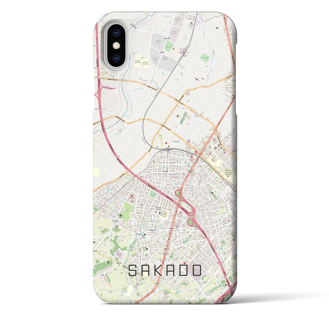 【坂戸(埼玉県)】地図柄iPhoneケース(バックカバータイプ)