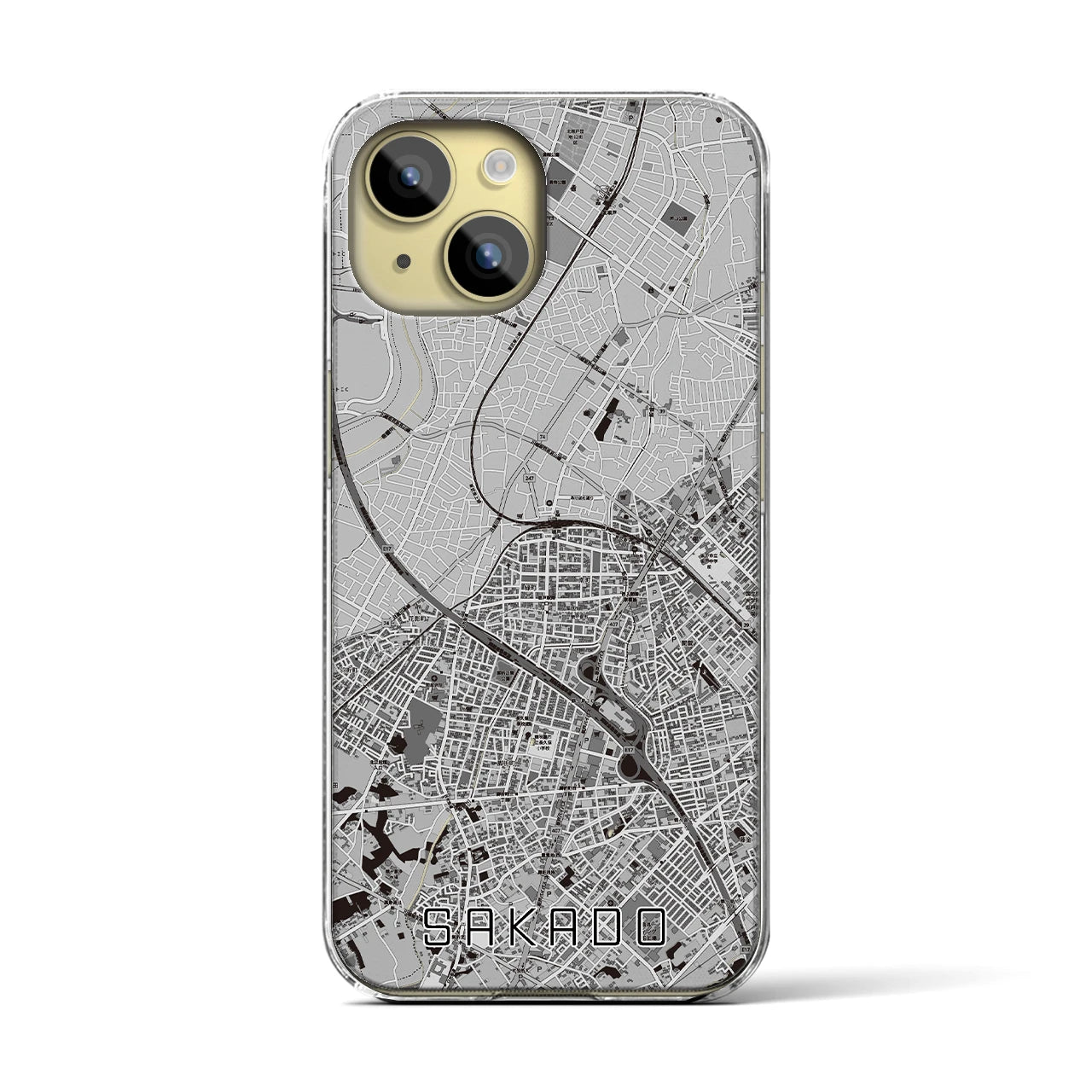 【坂戸(埼玉県)】地図柄iPhoneケース(クリアタイプ)