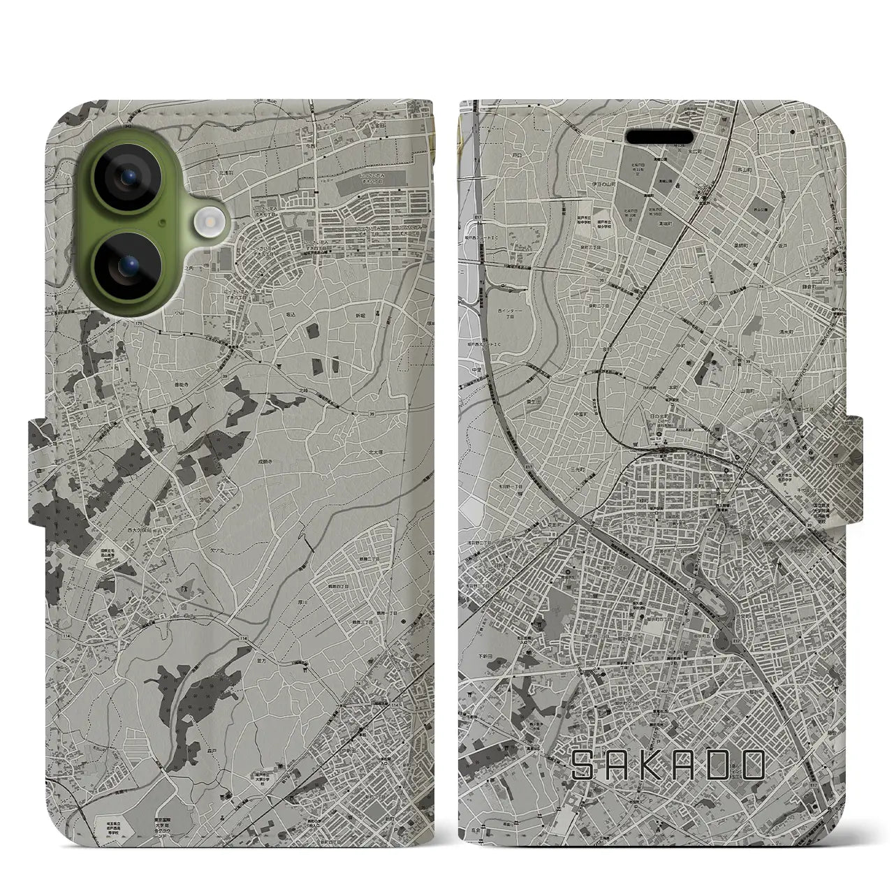 【坂戸(埼玉県)】地図柄iPhoneケース(手帳タイプ)