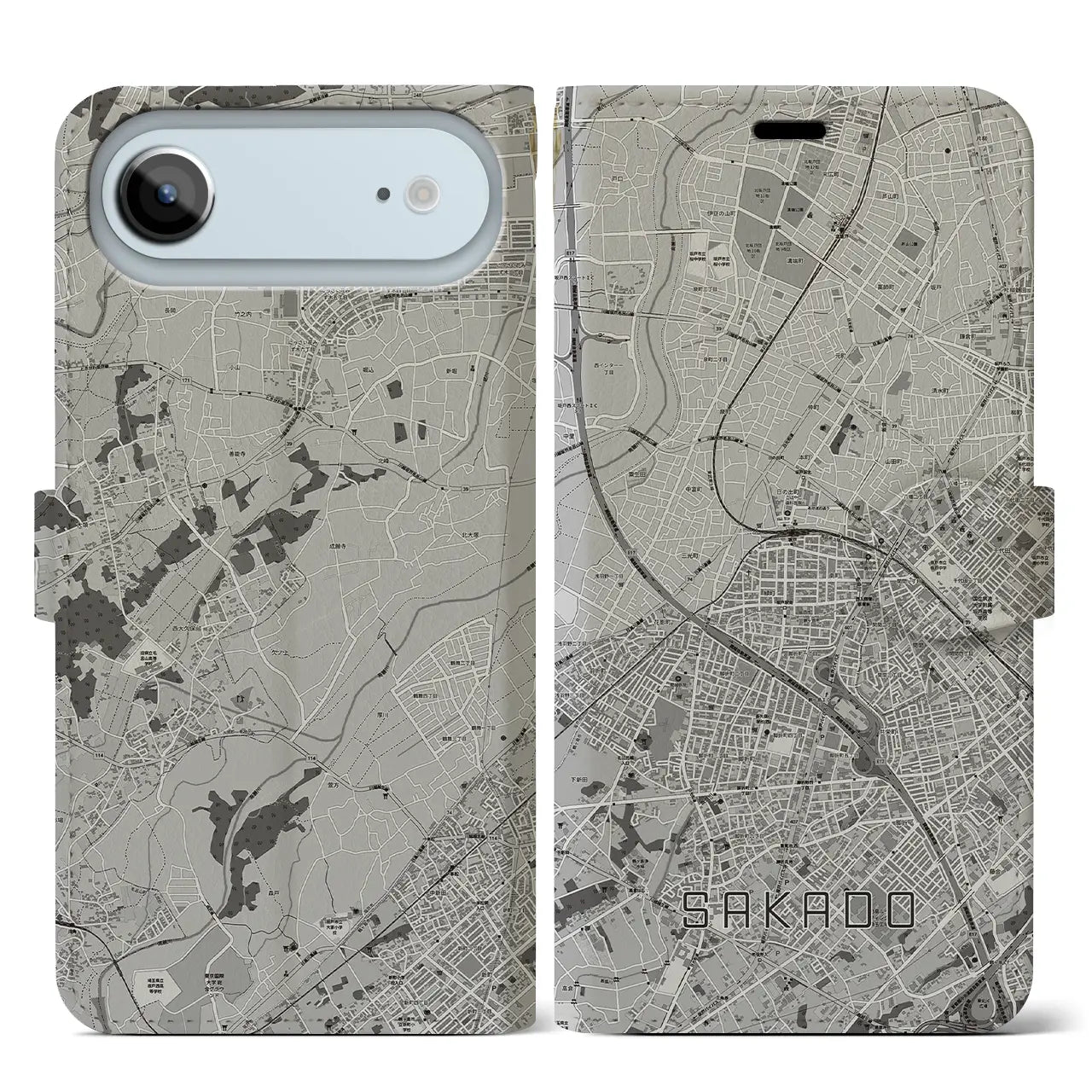 【坂戸(埼玉県)】地図柄iPhoneケース(手帳タイプ)