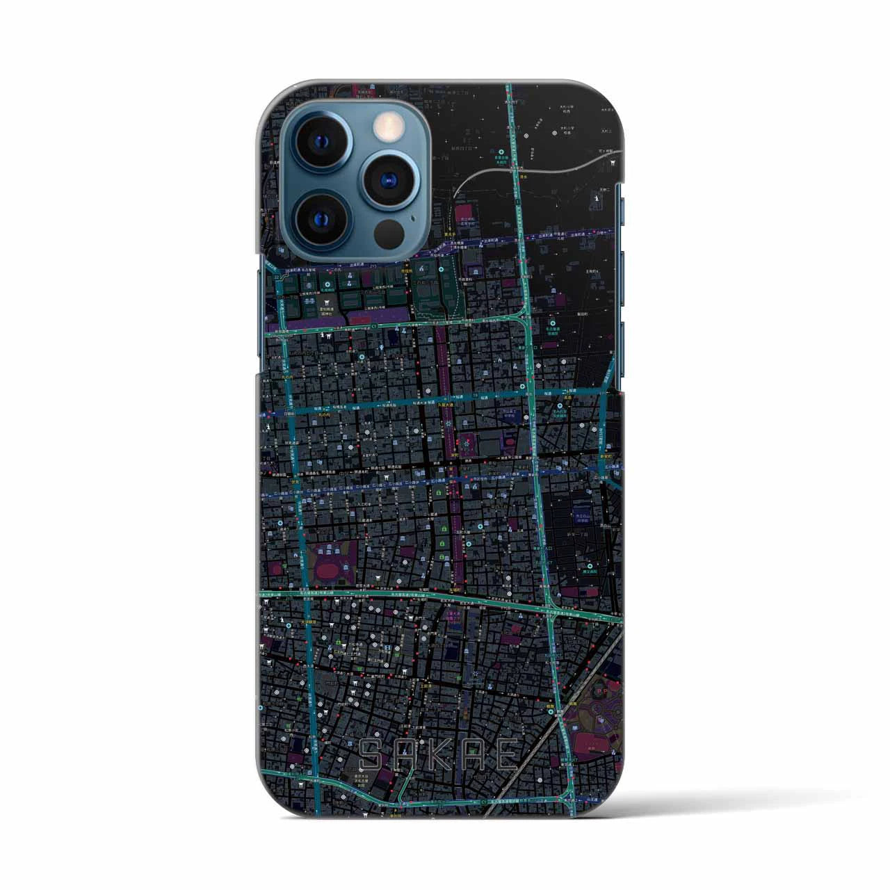 【栄(愛知県)】地図柄iPhoneケース(バックカバータイプ)