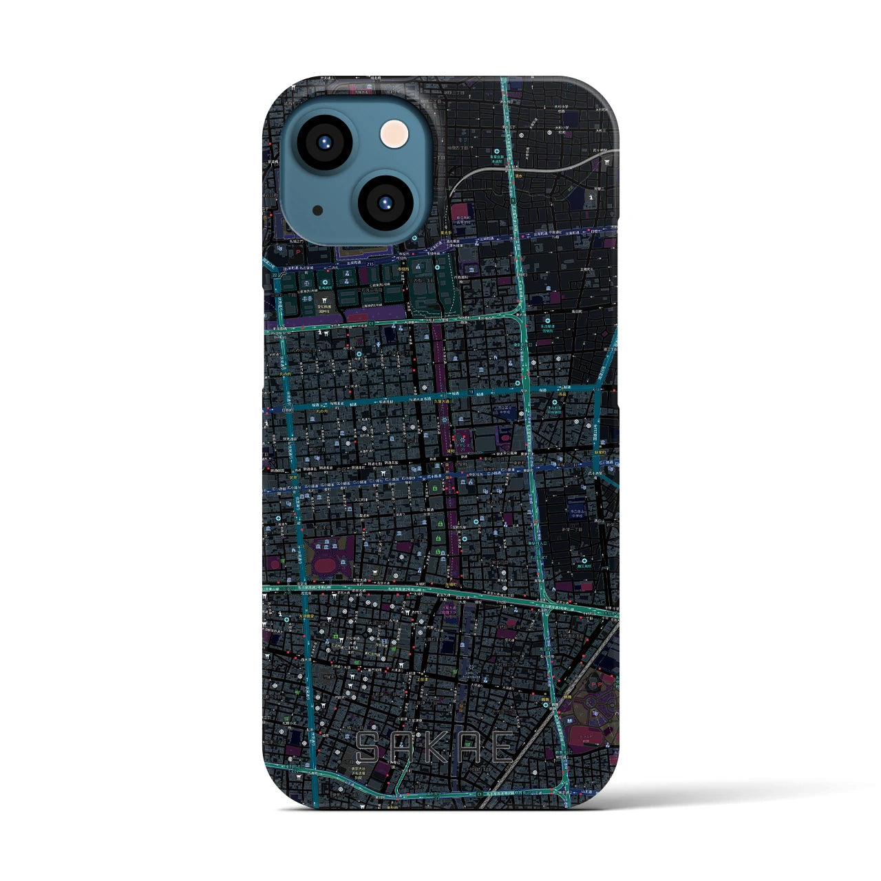 【栄(愛知県)】地図柄iPhoneケース(バックカバータイプ)