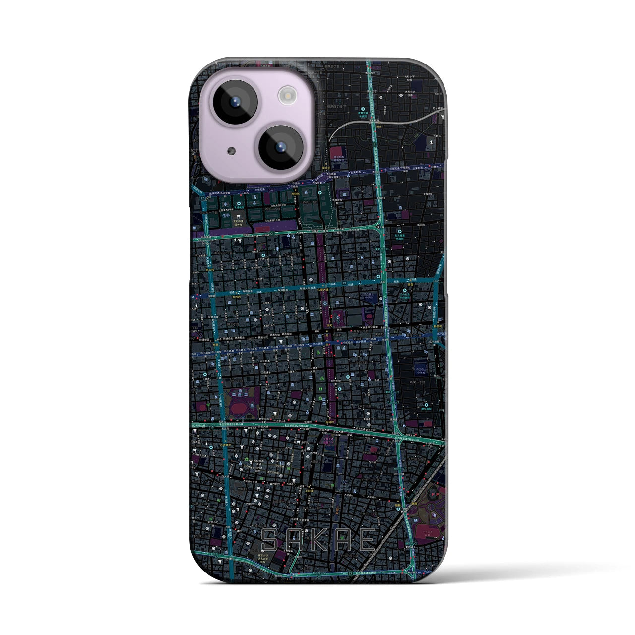 【栄(愛知県)】地図柄iPhoneケース(バックカバータイプ)