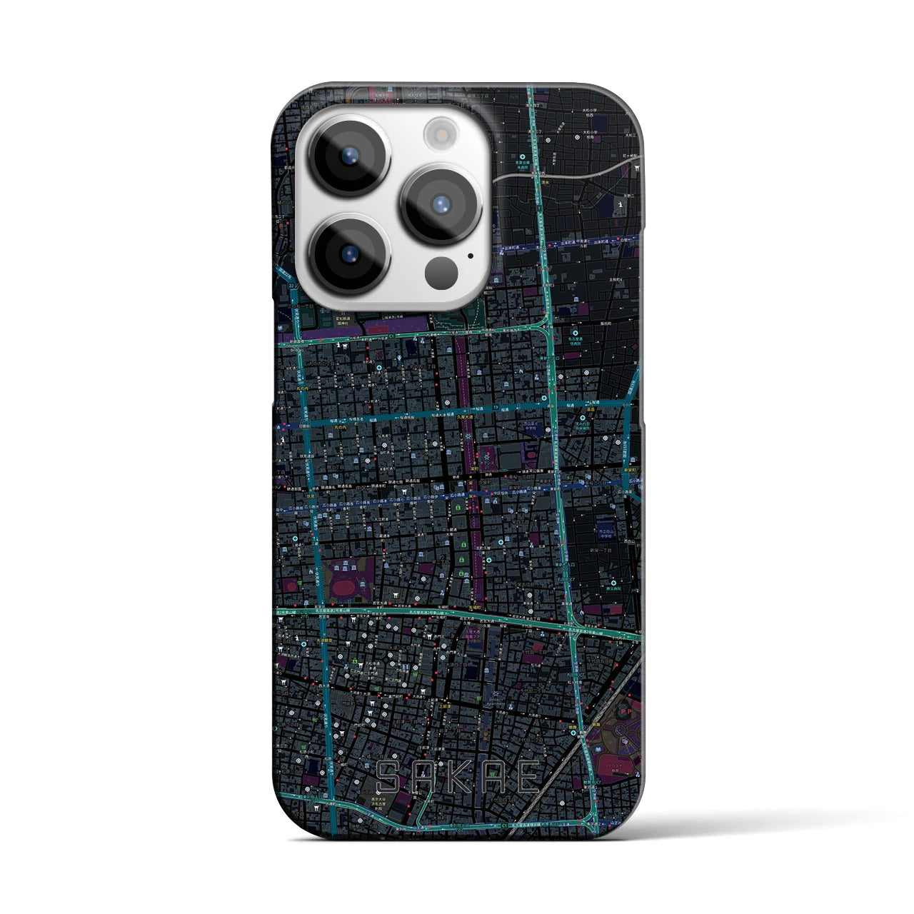 【栄(愛知県)】地図柄iPhoneケース(バックカバータイプ)