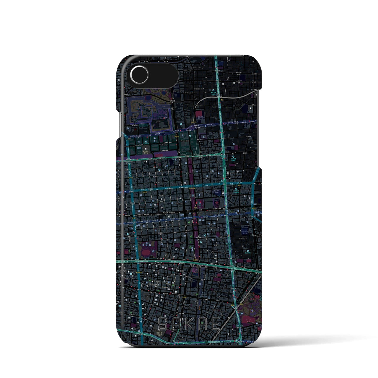 【栄(愛知県)】地図柄iPhoneケース(バックカバータイプ)