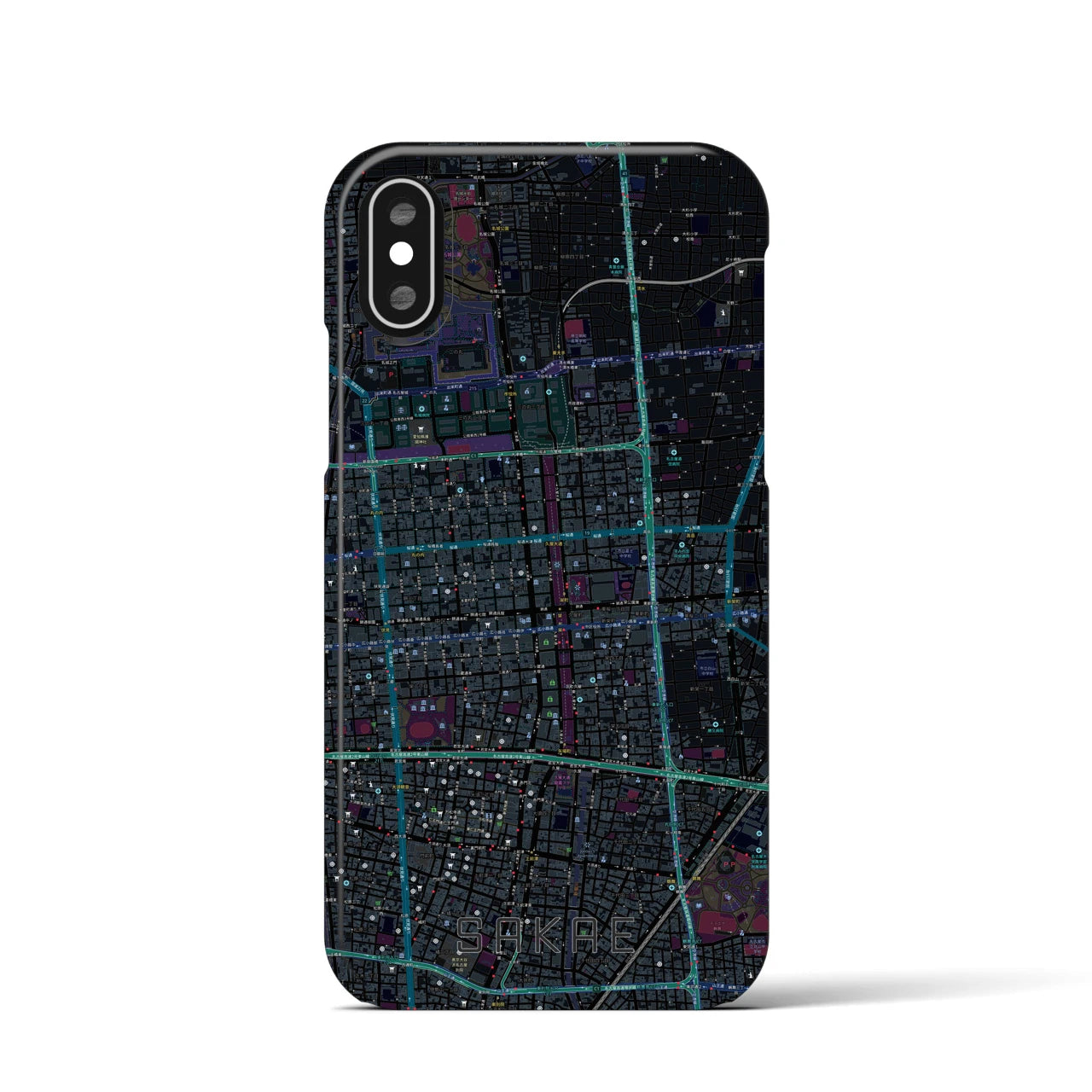 【栄(愛知県)】地図柄iPhoneケース(バックカバータイプ)